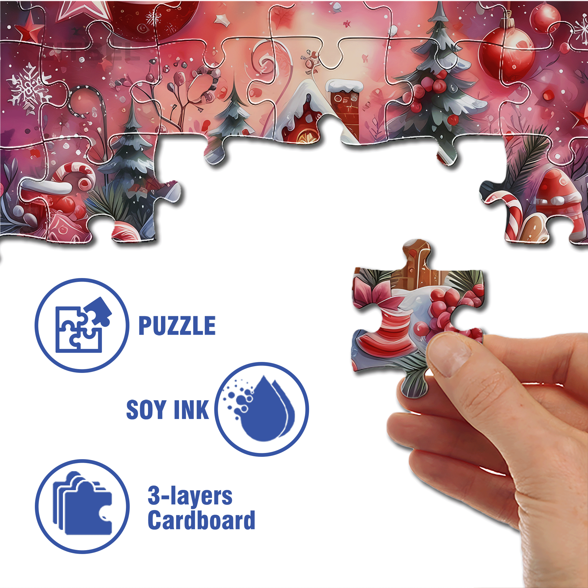 The Colors Of Christmas 500pcs/1000pcs Jigsaw Puzzle, Scratch-Resistant, Interactive Family Game & Brain-Boosting DIY Decor, Perfect for Halloween, Christmas & New Year Gifts, Family Puzzle Game