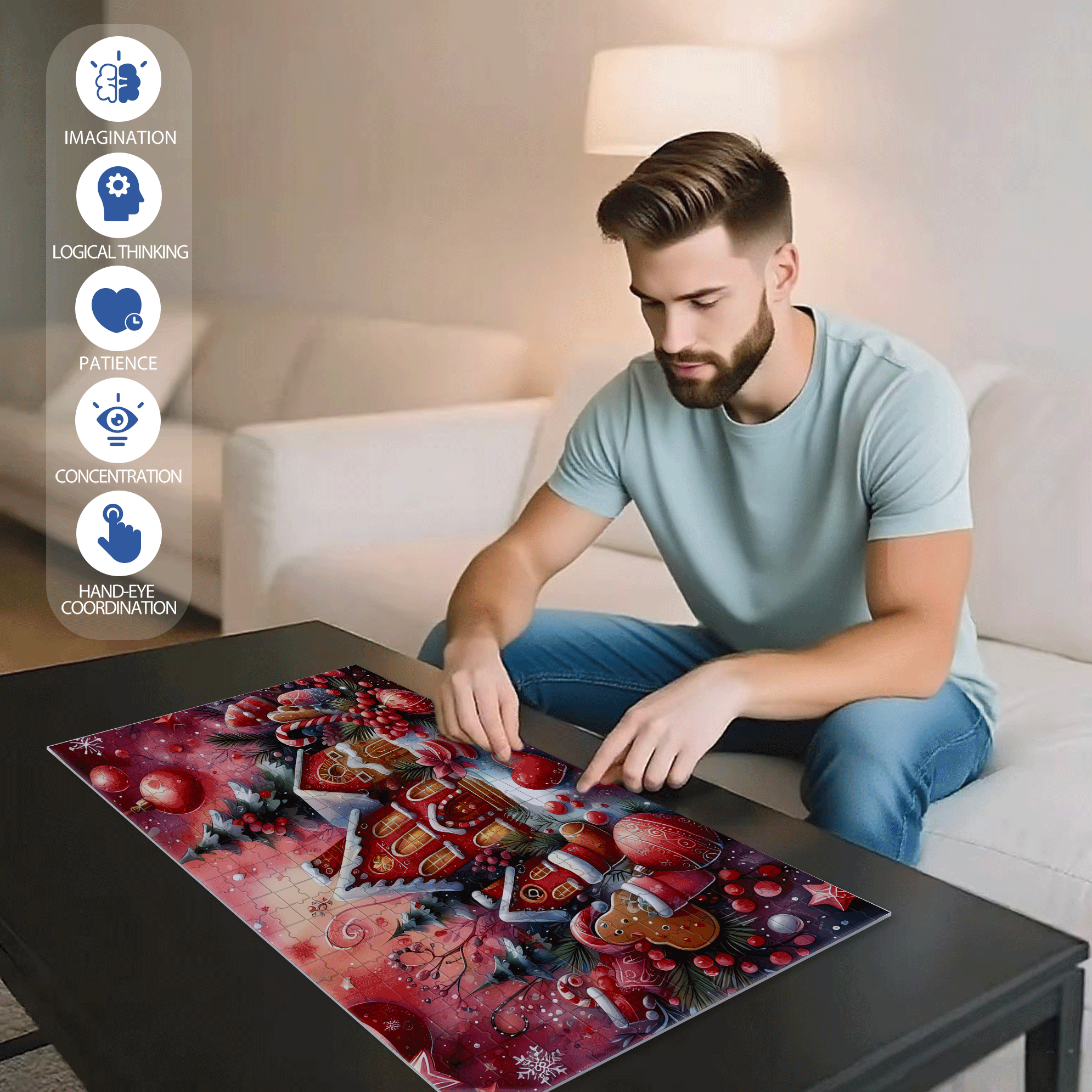 The Colors Of Christmas 500pcs/1000pcs Jigsaw Puzzle, Scratch-Resistant, Interactive Family Game & Brain-Boosting DIY Decor, Perfect for Halloween, Christmas & New Year Gifts, Family Puzzle Game
