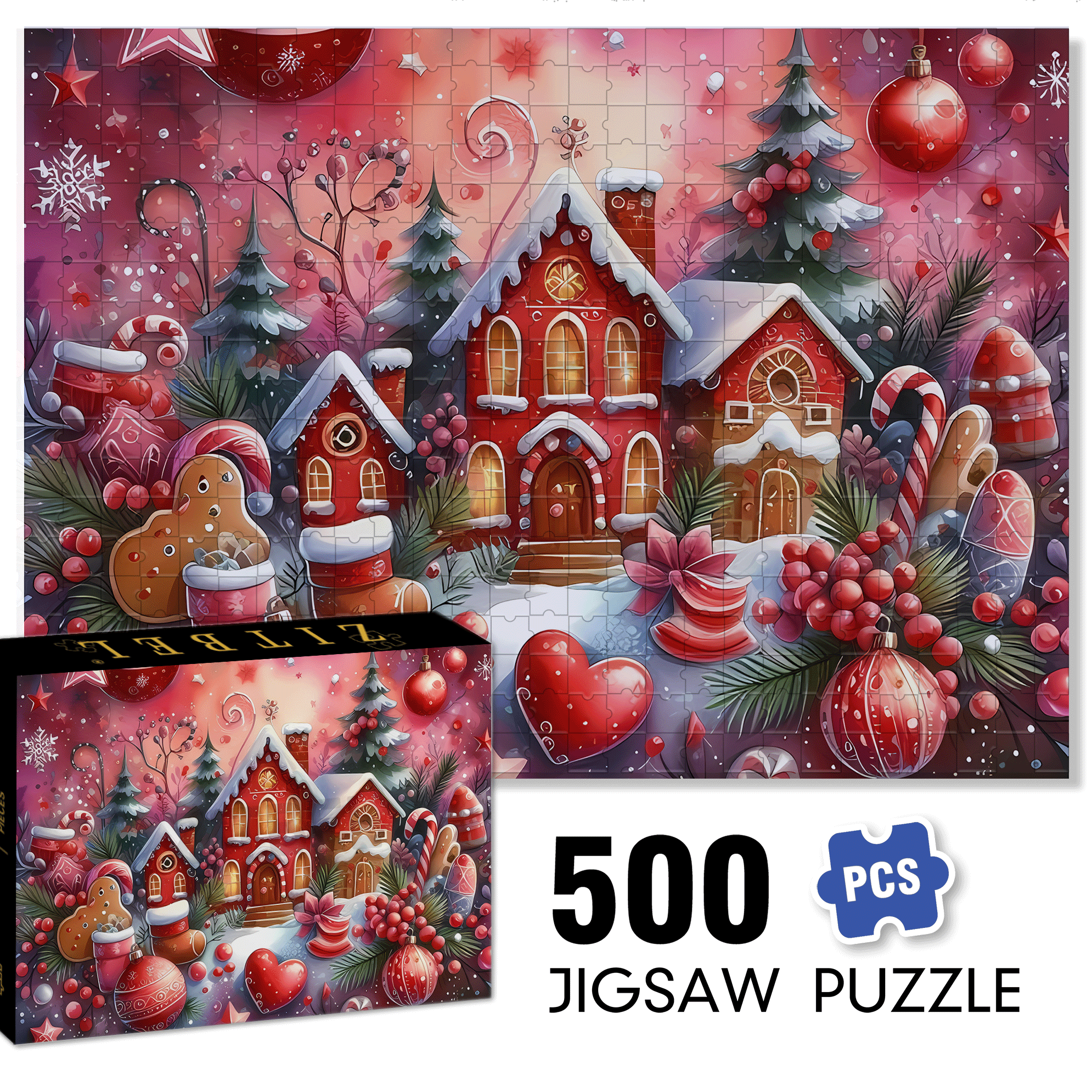 The Colors Of Christmas 500pcs/1000pcs Jigsaw Puzzle, Scratch-Resistant, Interactive Family Game & Brain-Boosting DIY Decor, Perfect for Halloween, Christmas & New Year Gifts, Family Puzzle Game