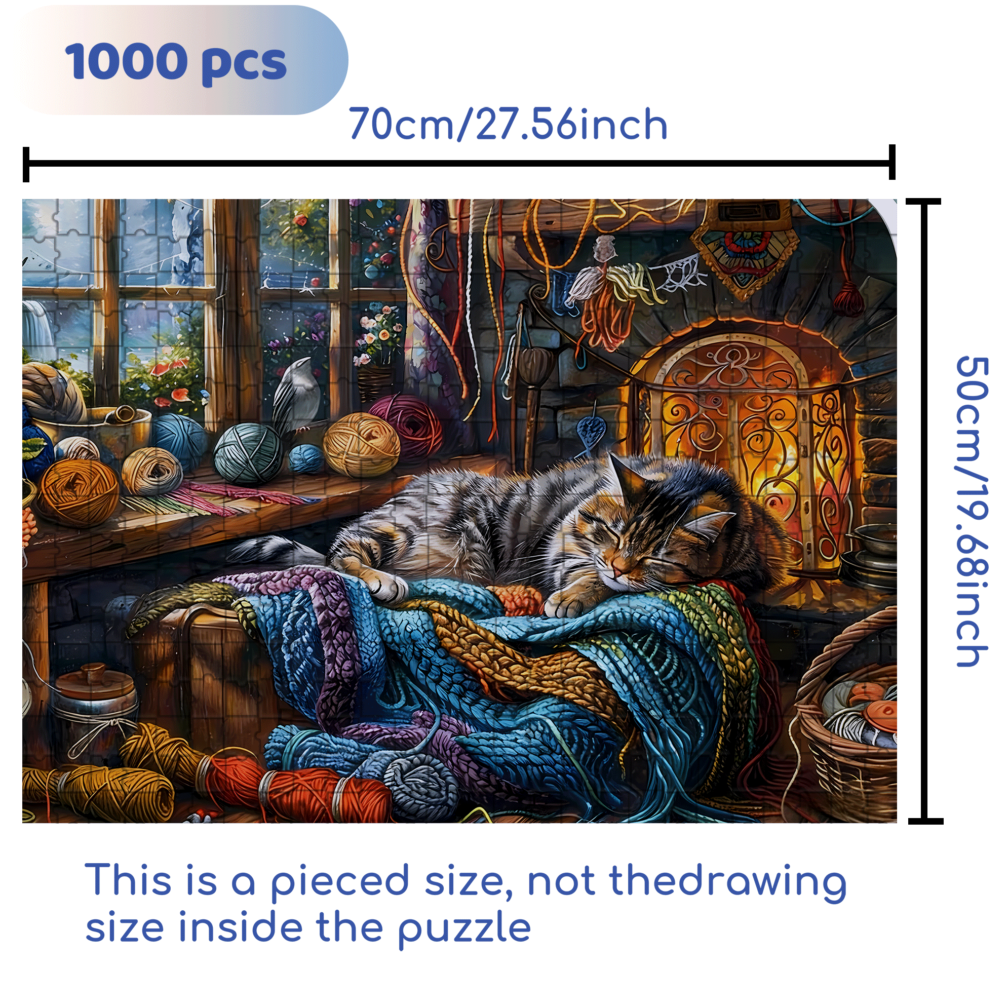 The Dreamy Meow Sleep 500pcs/1000pcs Jigsaw Puzzle, Scratch-Resistant, Interactive Family Game & Brain-Boosting DIY Decor, Perfect for Halloween, Christmas & New Year Gifts, Family Puzzle Game