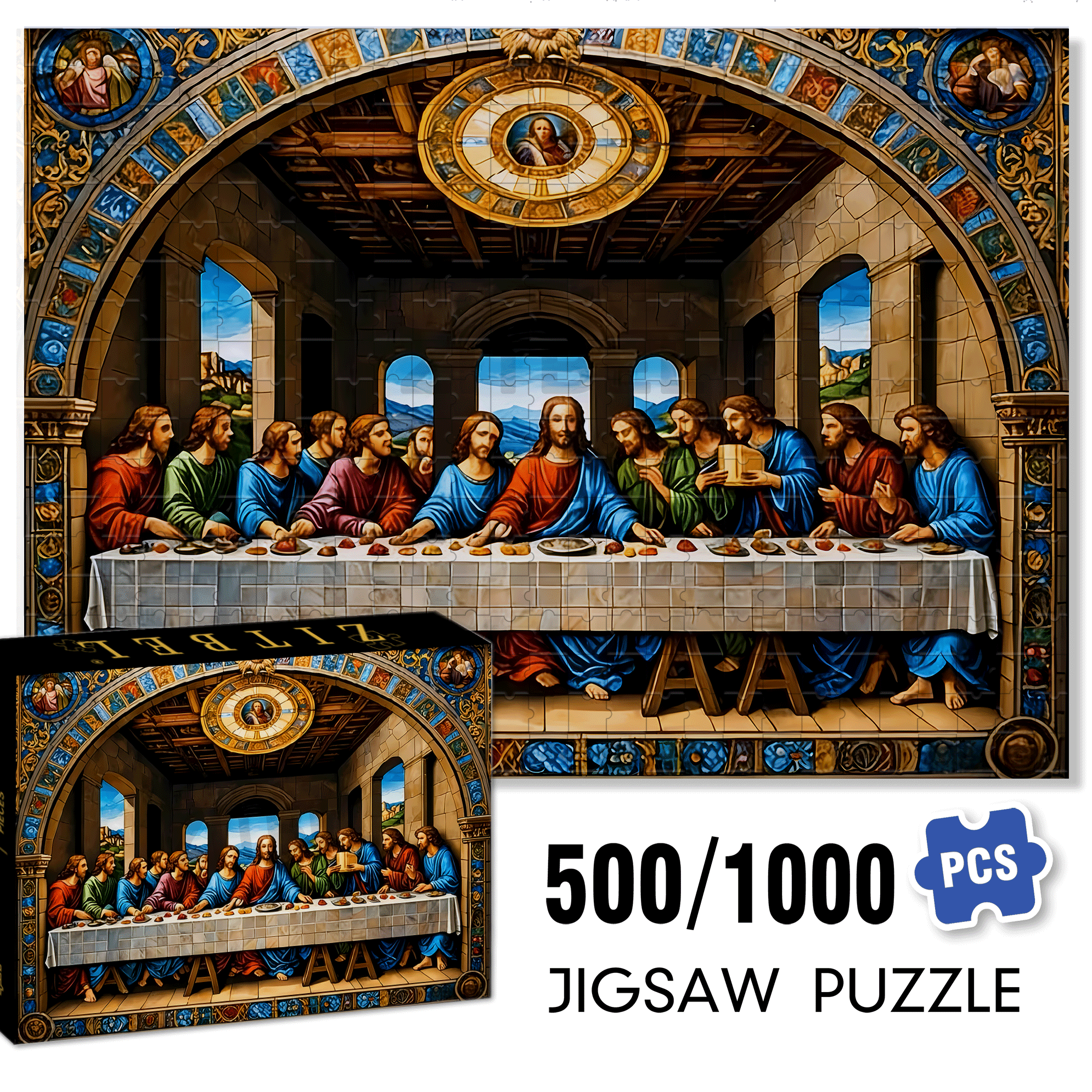 The Last Supper 500pcs/1000pcs Jigsaw Puzzle, Scratch-Resistant, Interactive Family Game & Brain-Boosting DIY Decor, Perfect for Halloween, Christmas & New Year Gifts, Family Puzzle Game