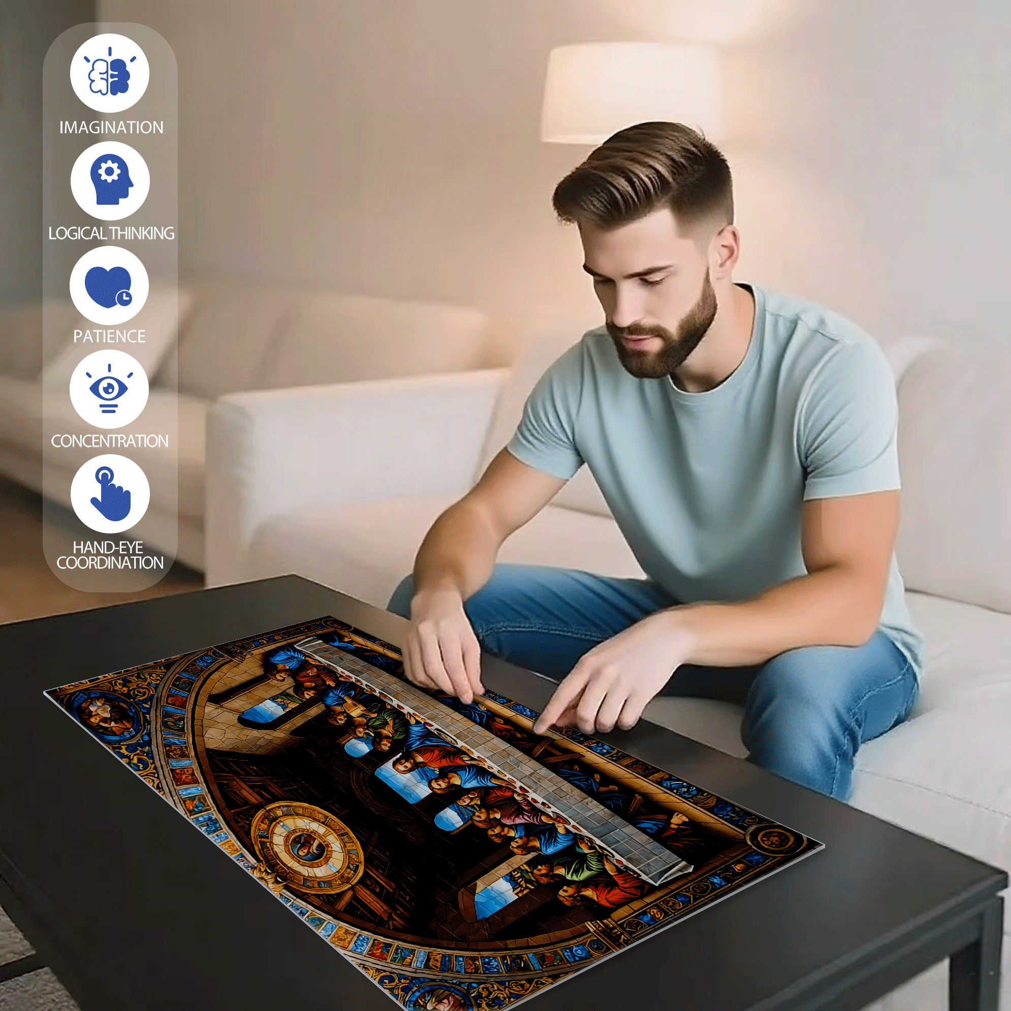 The Last Supper 500pcs/1000pcs Jigsaw Puzzle, Scratch-Resistant, Interactive Family Game & Brain-Boosting DIY Decor, Perfect for Halloween, Christmas & New Year Gifts, Family Puzzle Game