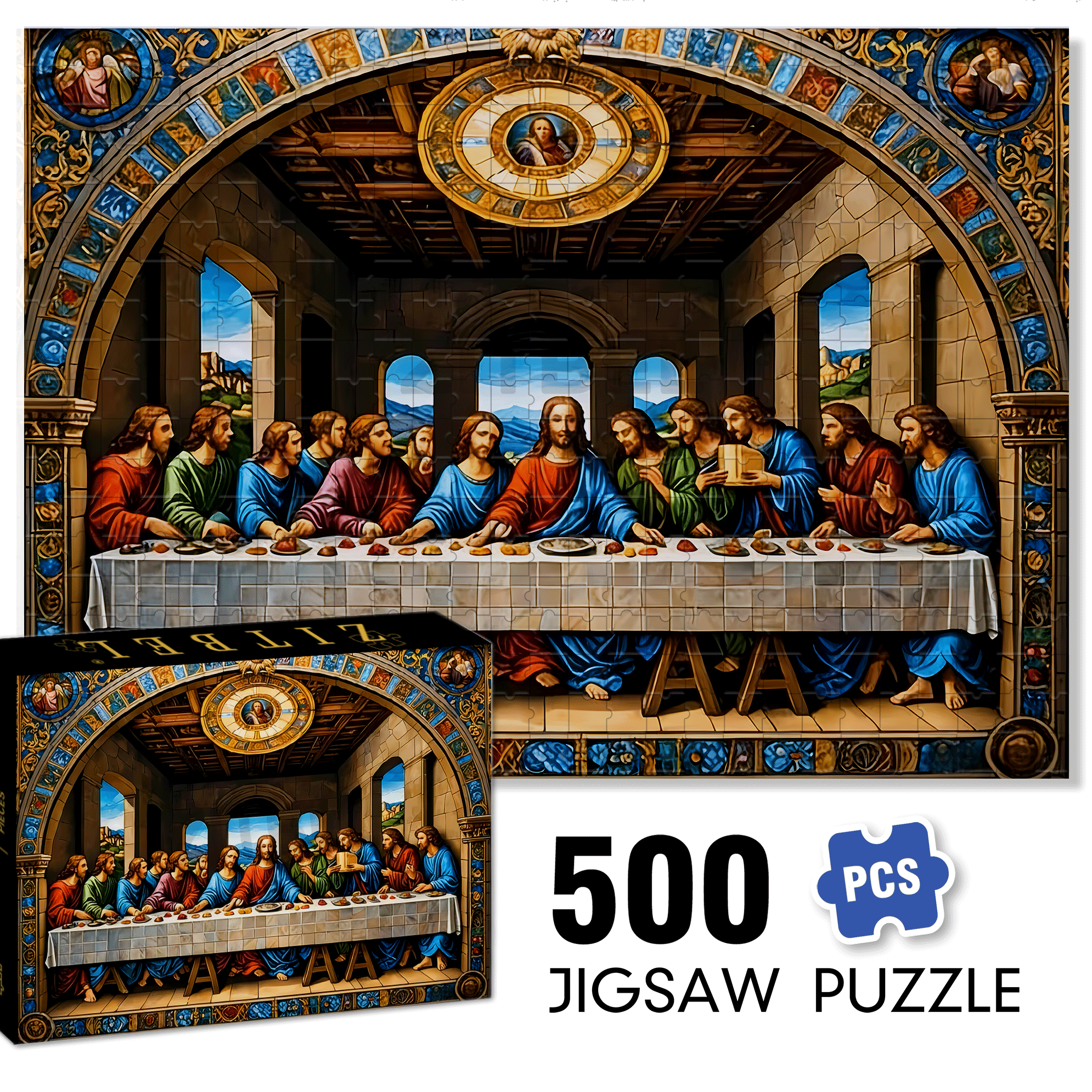 The Last Supper 500pcs/1000pcs Jigsaw Puzzle, Scratch-Resistant, Interactive Family Game & Brain-Boosting DIY Decor, Perfect for Halloween, Christmas & New Year Gifts, Family Puzzle Game
