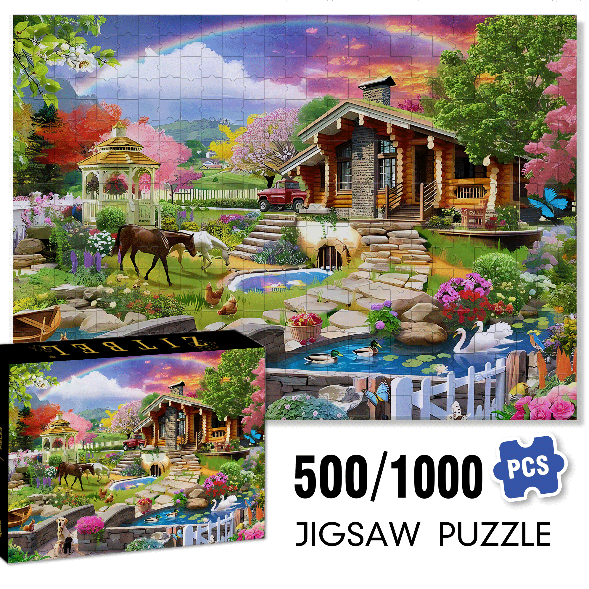 The Life I Long For 500pcs/1000pcs Jigsaw Puzzle, Scratch-Resistant, Interactive Family Game & Brain-Boosting DIY Decor, Perfect for Halloween, Christmas & New Year Gifts, Family Puzzle Game