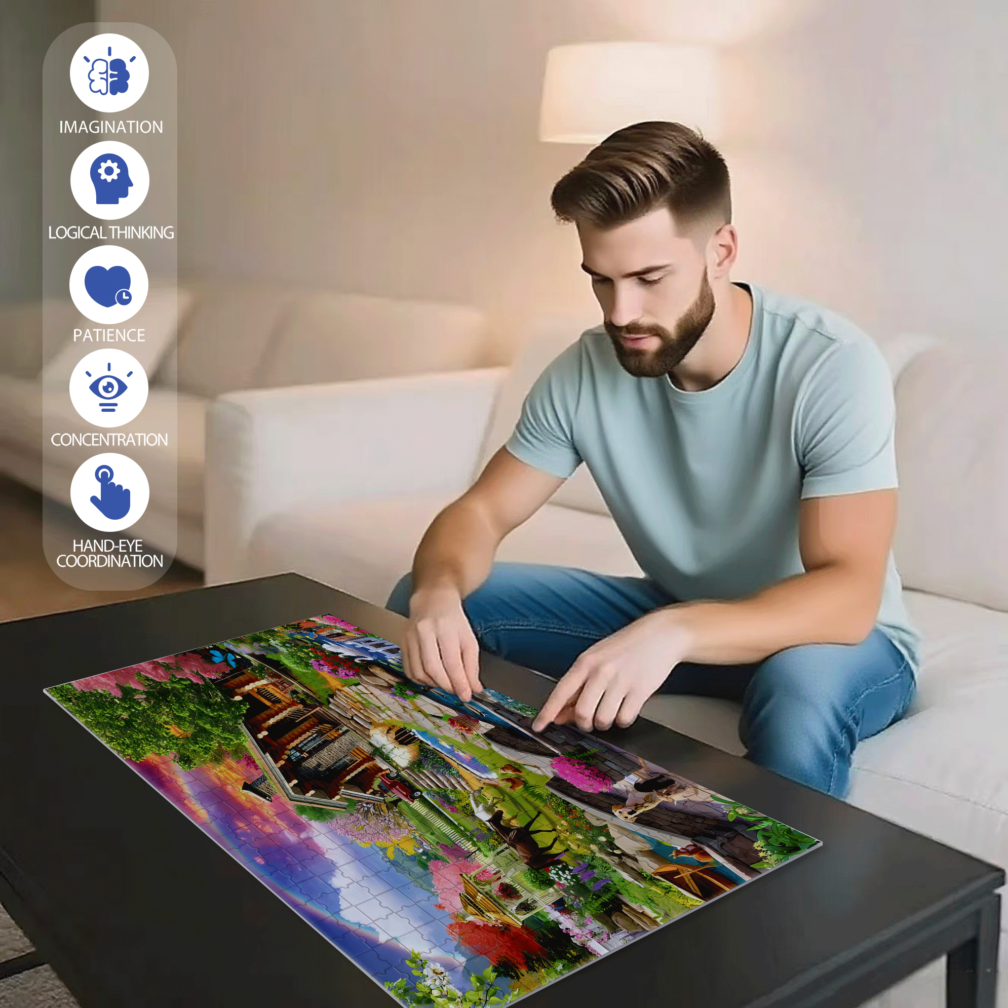The Life I Long For 500pcs/1000pcs Jigsaw Puzzle, Scratch-Resistant, Interactive Family Game & Brain-Boosting DIY Decor, Perfect for Halloween, Christmas & New Year Gifts, Family Puzzle Game
