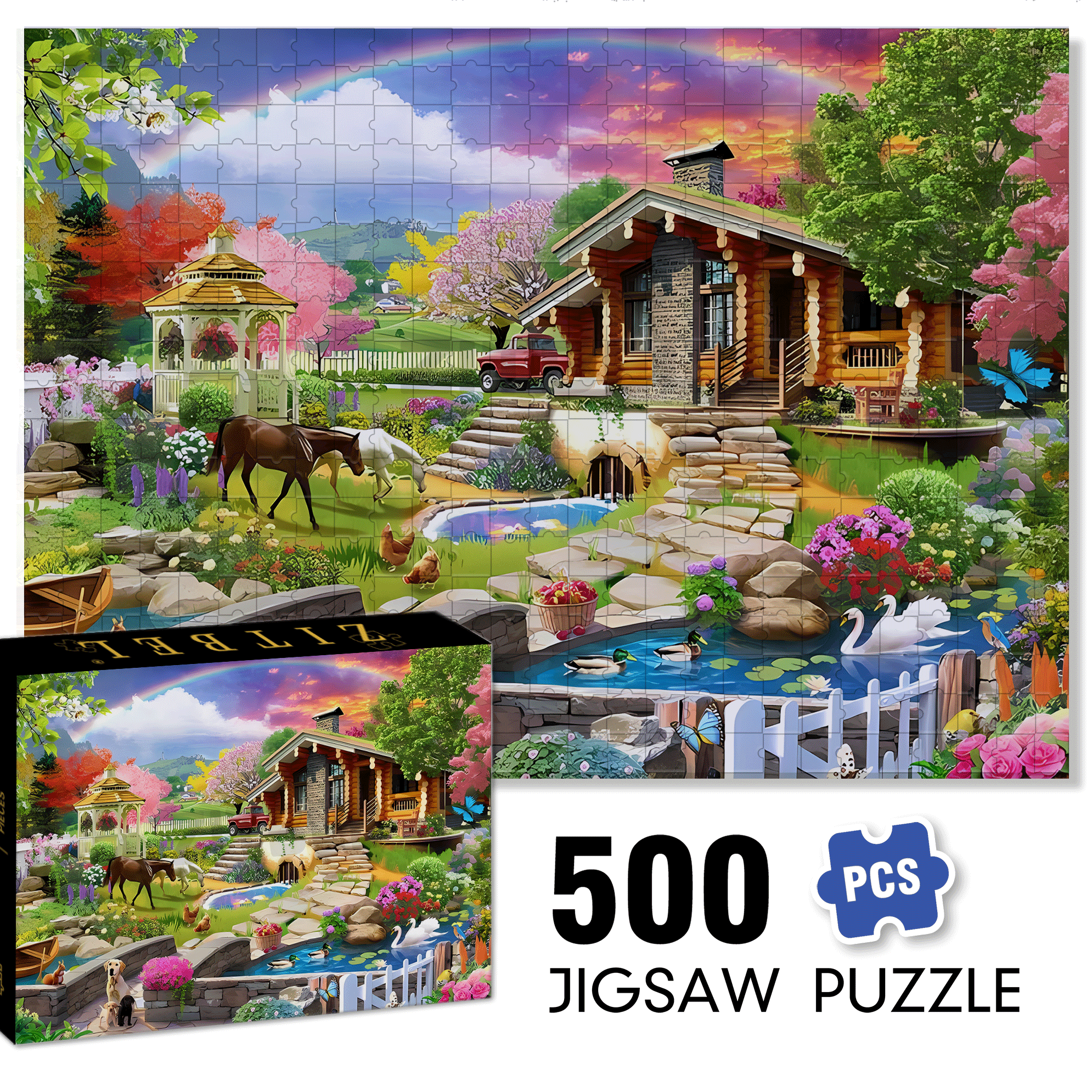 The Life I Long For 500pcs/1000pcs Jigsaw Puzzle, Scratch-Resistant, Interactive Family Game & Brain-Boosting DIY Decor, Perfect for Halloween, Christmas & New Year Gifts, Family Puzzle Game