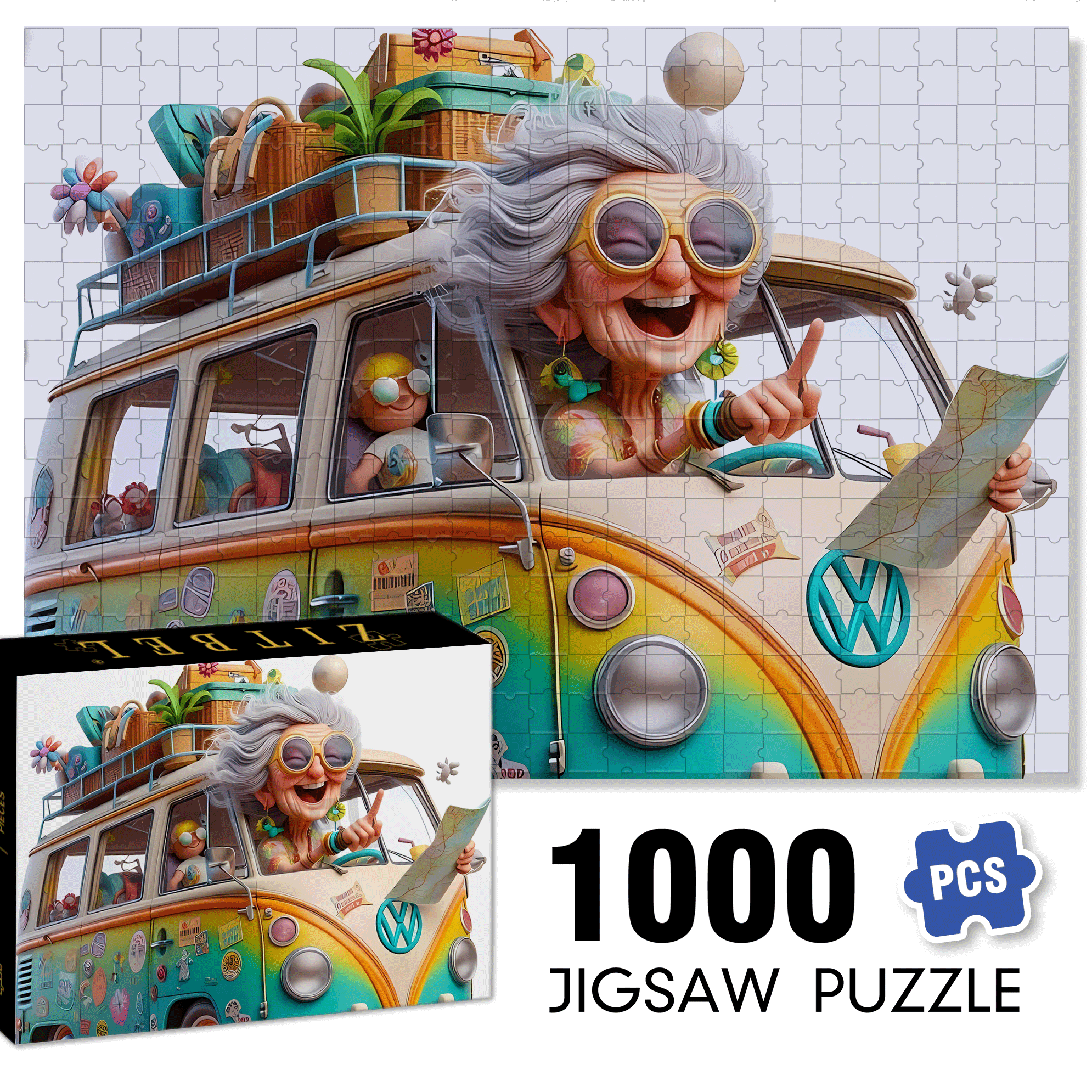The Old Lady 500pcs/1000pcs Jigsaw Puzzle, Scratch-Resistant, Interactive Family Game & Brain-Boosting DIY Decor, Perfect for Halloween, Christmas & New Year Gifts, Family Puzzle Game