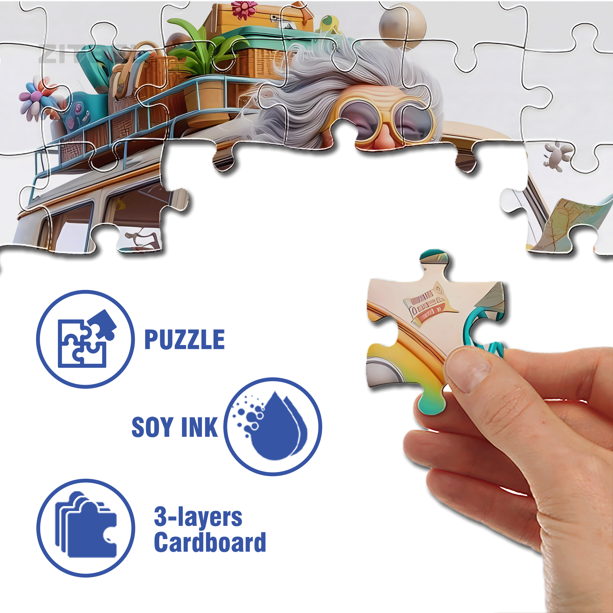 The Old Lady 500pcs/1000pcs Jigsaw Puzzle, Scratch-Resistant, Interactive Family Game & Brain-Boosting DIY Decor, Perfect for Halloween, Christmas & New Year Gifts, Family Puzzle Game