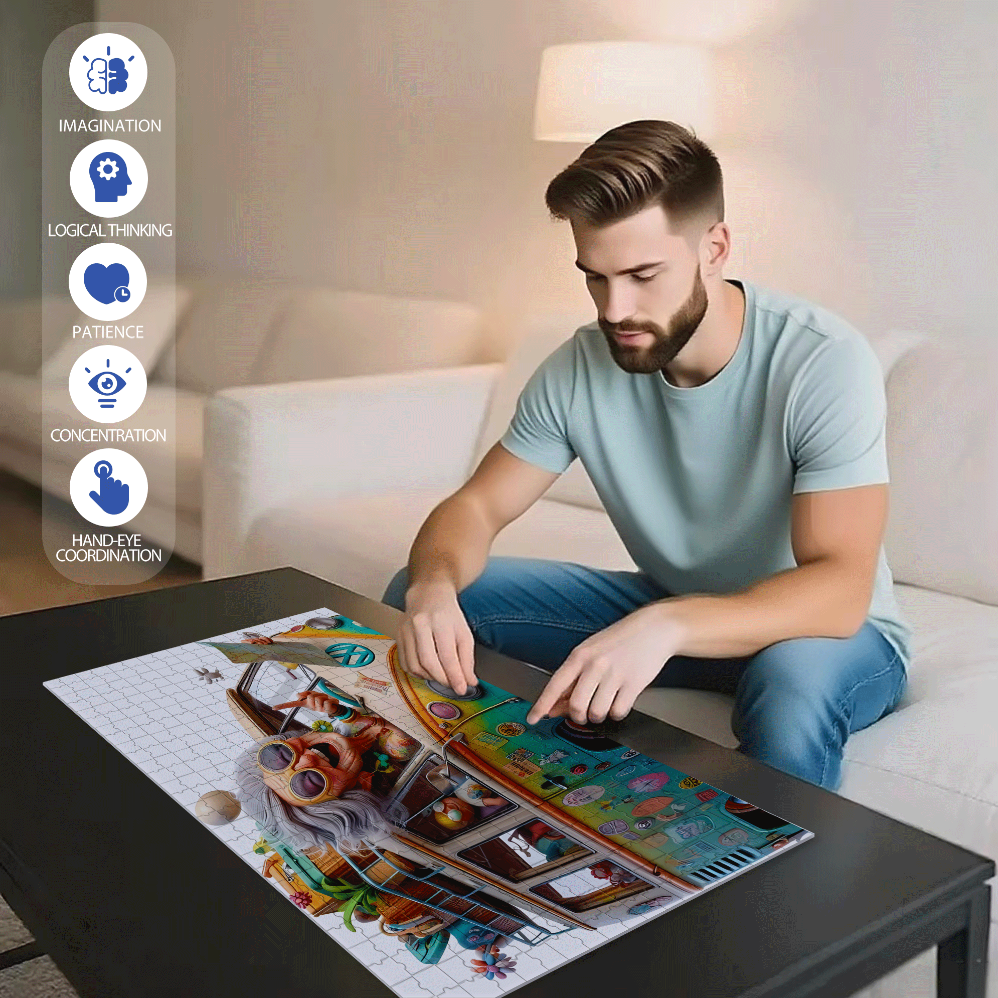 The Old Lady 500pcs/1000pcs Jigsaw Puzzle, Scratch-Resistant, Interactive Family Game & Brain-Boosting DIY Decor, Perfect for Halloween, Christmas & New Year Gifts, Family Puzzle Game