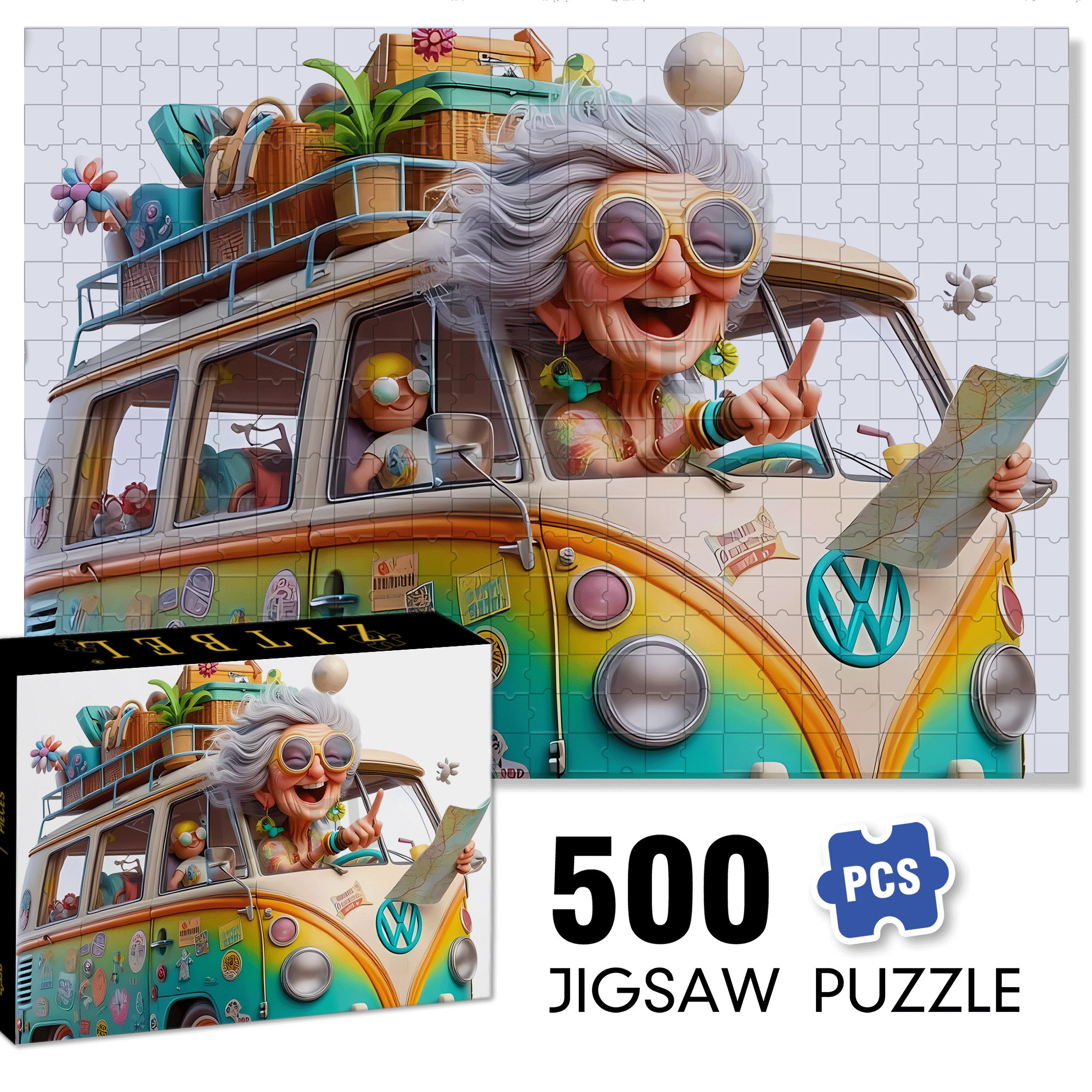 The Old Lady 500pcs/1000pcs Jigsaw Puzzle, Scratch-Resistant, Interactive Family Game & Brain-Boosting DIY Decor, Perfect for Halloween, Christmas & New Year Gifts, Family Puzzle Game