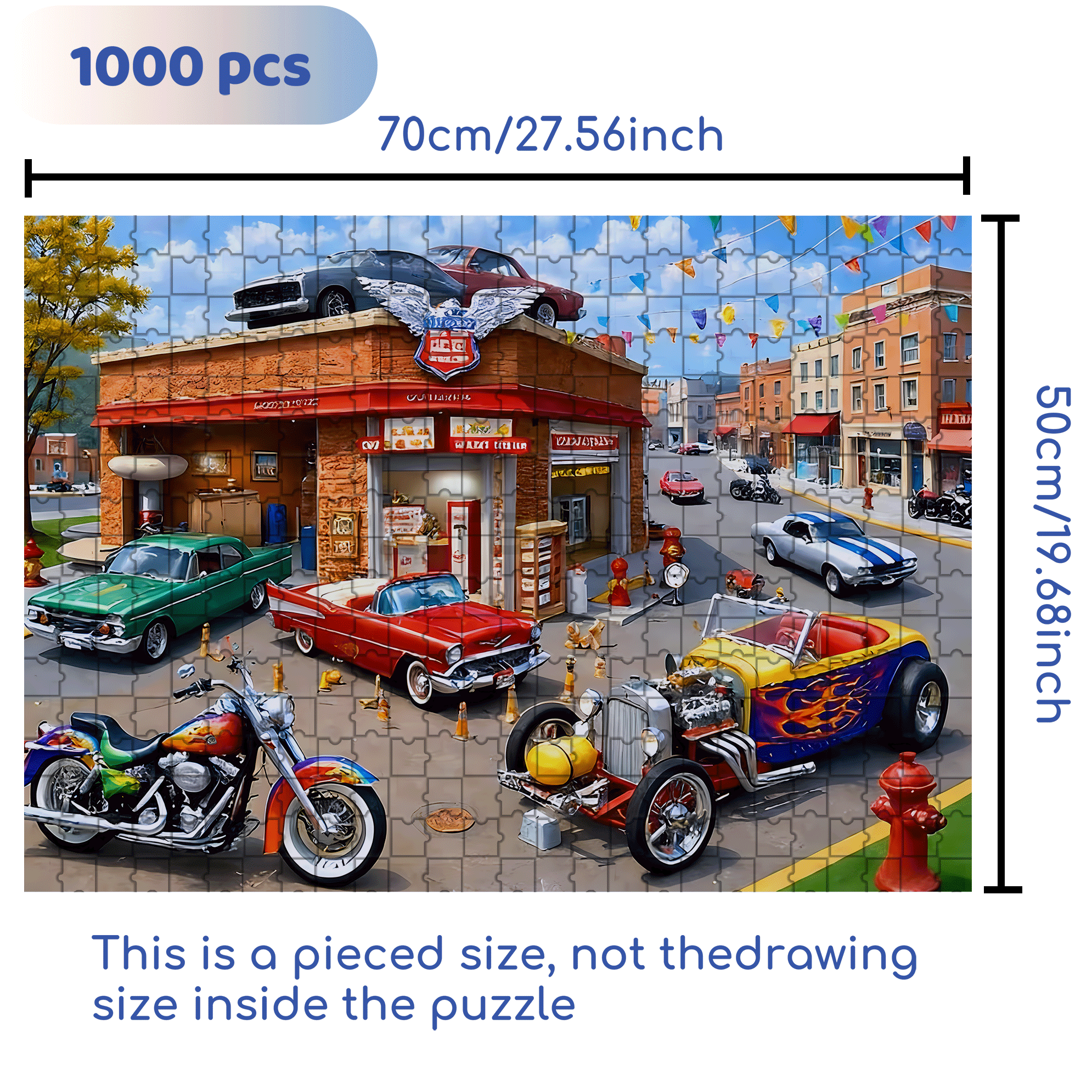 The Retro Street Corner Roared 500pcs/1000pcs Jigsaw Puzzle, Scratch-Resistant, Interactive Family Game & Brain-Boosting DIY Decor, Perfect for Halloween, Christmas & New Year Gifts, Family Puzzle Game