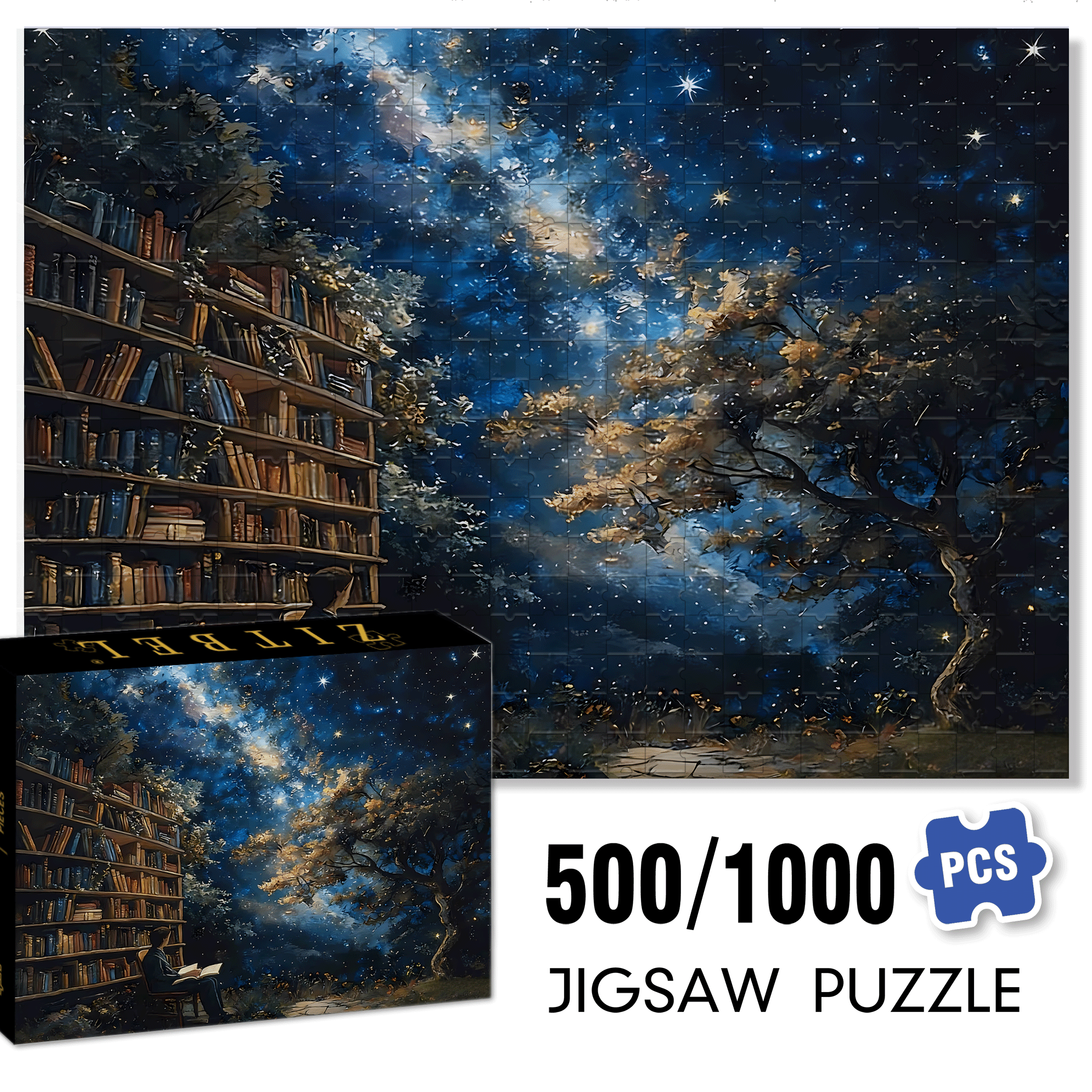 The Starry River With The Book 500pcs/1000pcs Jigsaw Puzzle, Scratch-Resistant, Interactive Family Game & Brain-Boosting DIY Decor, Perfect for Halloween, Christmas & New Year Gifts, Family Puzzle Game