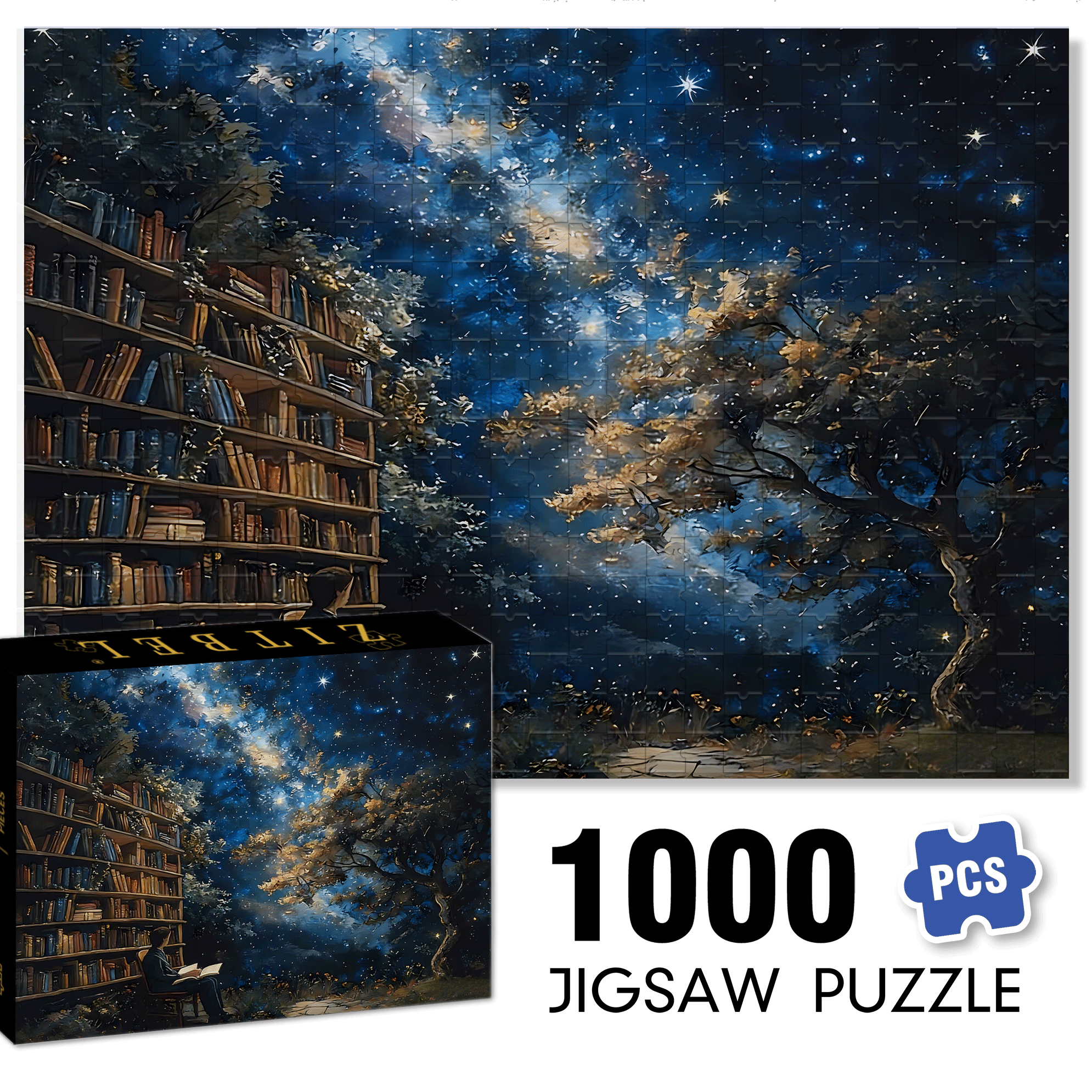 The Starry River With The Book 500pcs/1000pcs Jigsaw Puzzle, Scratch-Resistant, Interactive Family Game & Brain-Boosting DIY Decor, Perfect for Halloween, Christmas & New Year Gifts, Family Puzzle Game
