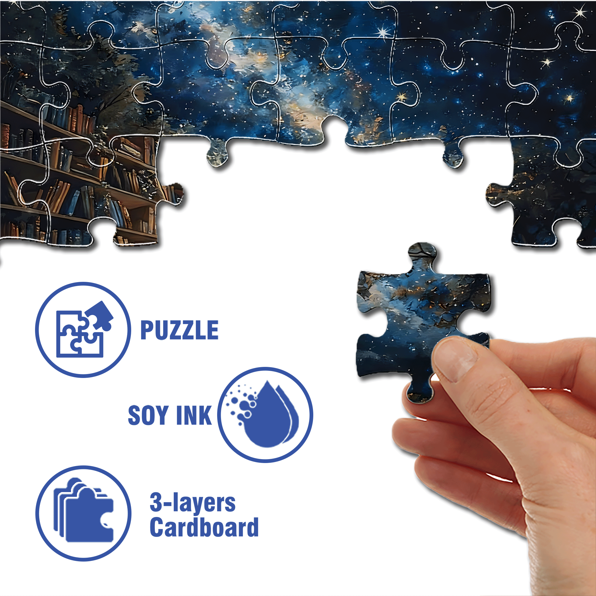 The Starry River With The Book 500pcs/1000pcs Jigsaw Puzzle, Scratch-Resistant, Interactive Family Game & Brain-Boosting DIY Decor, Perfect for Halloween, Christmas & New Year Gifts, Family Puzzle Game