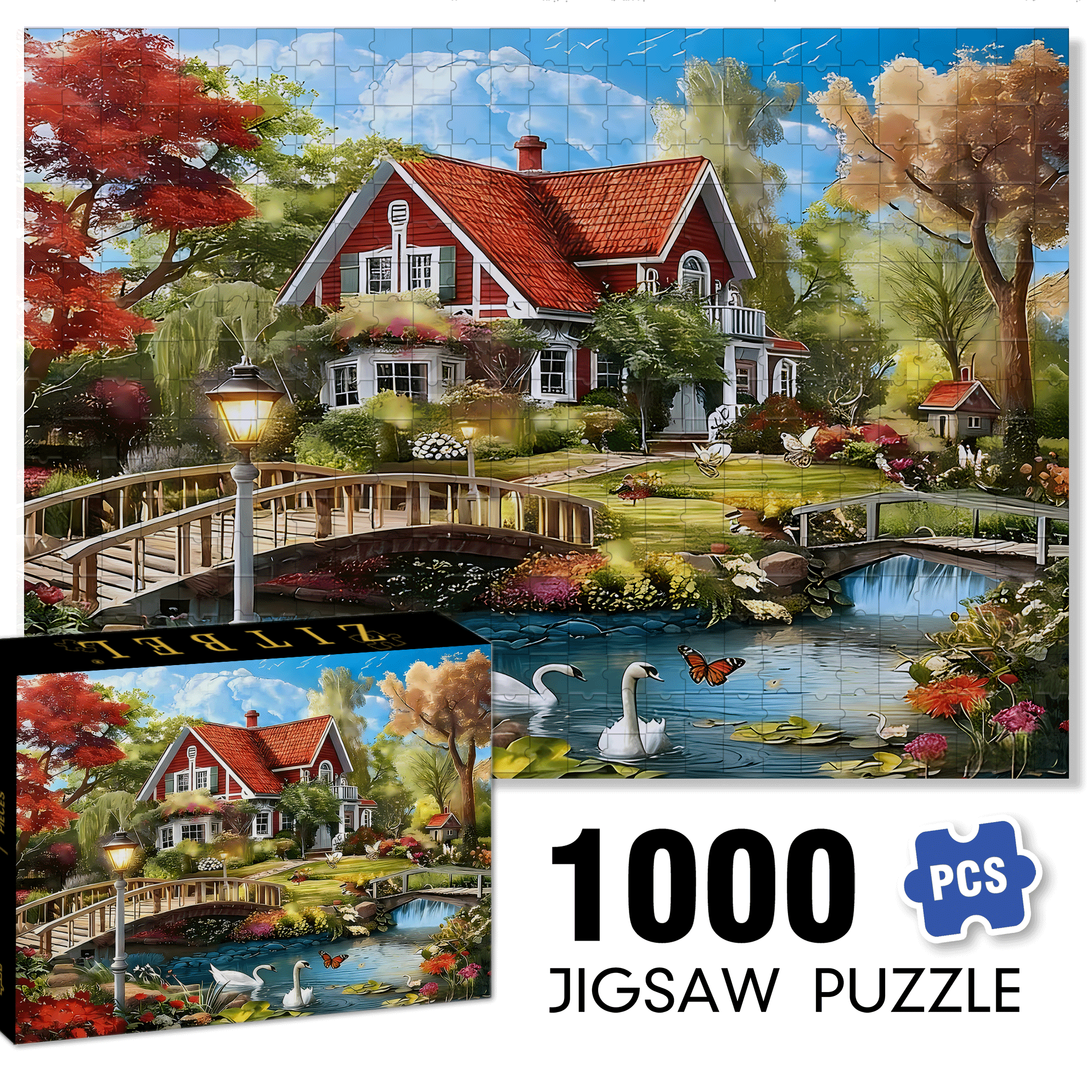 The Swan In Front Of The Gate 500pcs/1000pcs Jigsaw Puzzle, Scratch-Resistant, Interactive Family Game & Brain-Boosting DIY Decor, Perfect for Halloween, Christmas & New Year Gifts, Family Puzzle Game