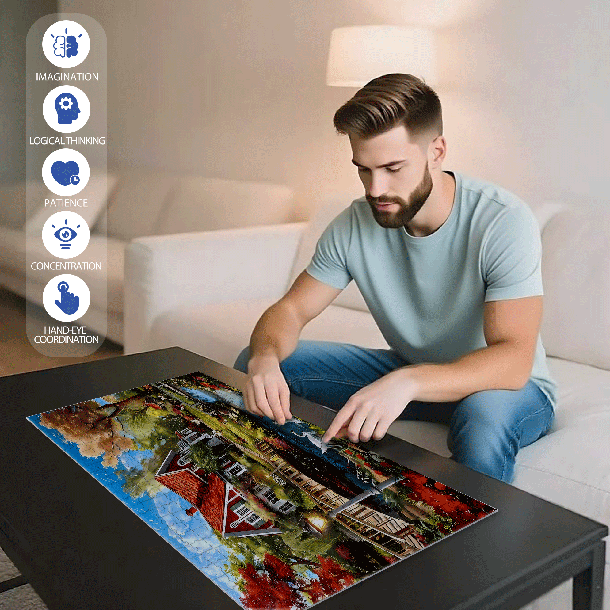 The Swan In Front Of The Gate 500pcs/1000pcs Jigsaw Puzzle, Scratch-Resistant, Interactive Family Game & Brain-Boosting DIY Decor, Perfect for Halloween, Christmas & New Year Gifts, Family Puzzle Game