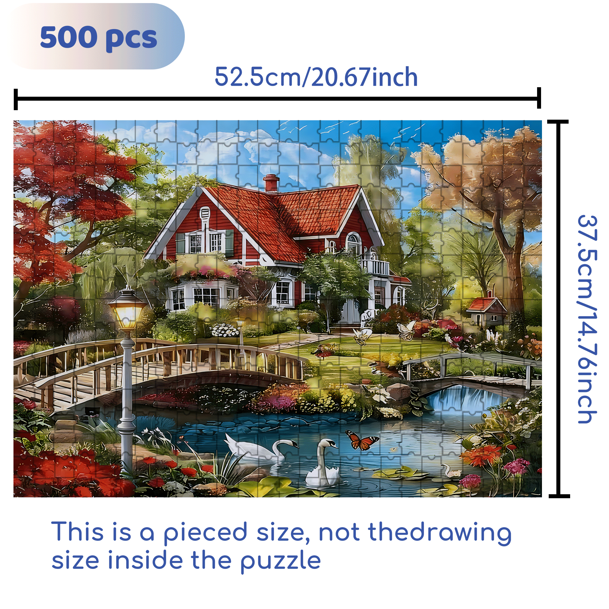 The Swan In Front Of The Gate 500pcs/1000pcs Jigsaw Puzzle, Scratch-Resistant, Interactive Family Game & Brain-Boosting DIY Decor, Perfect for Halloween, Christmas & New Year Gifts, Family Puzzle Game