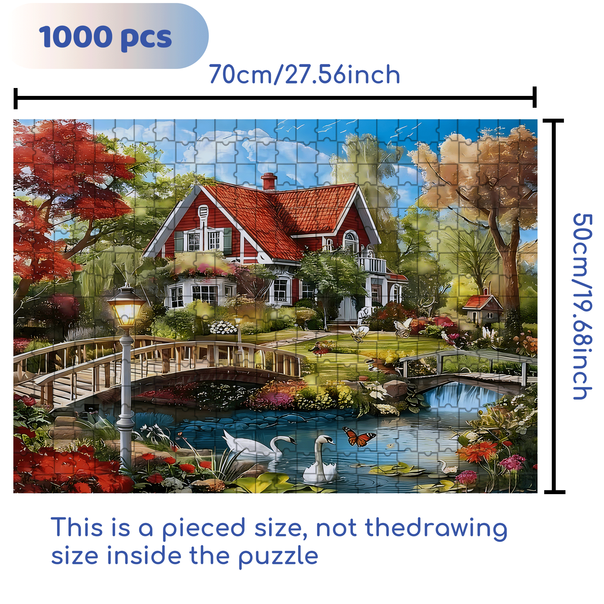 The Swan In Front Of The Gate 500pcs/1000pcs Jigsaw Puzzle, Scratch-Resistant, Interactive Family Game & Brain-Boosting DIY Decor, Perfect for Halloween, Christmas & New Year Gifts, Family Puzzle Game
