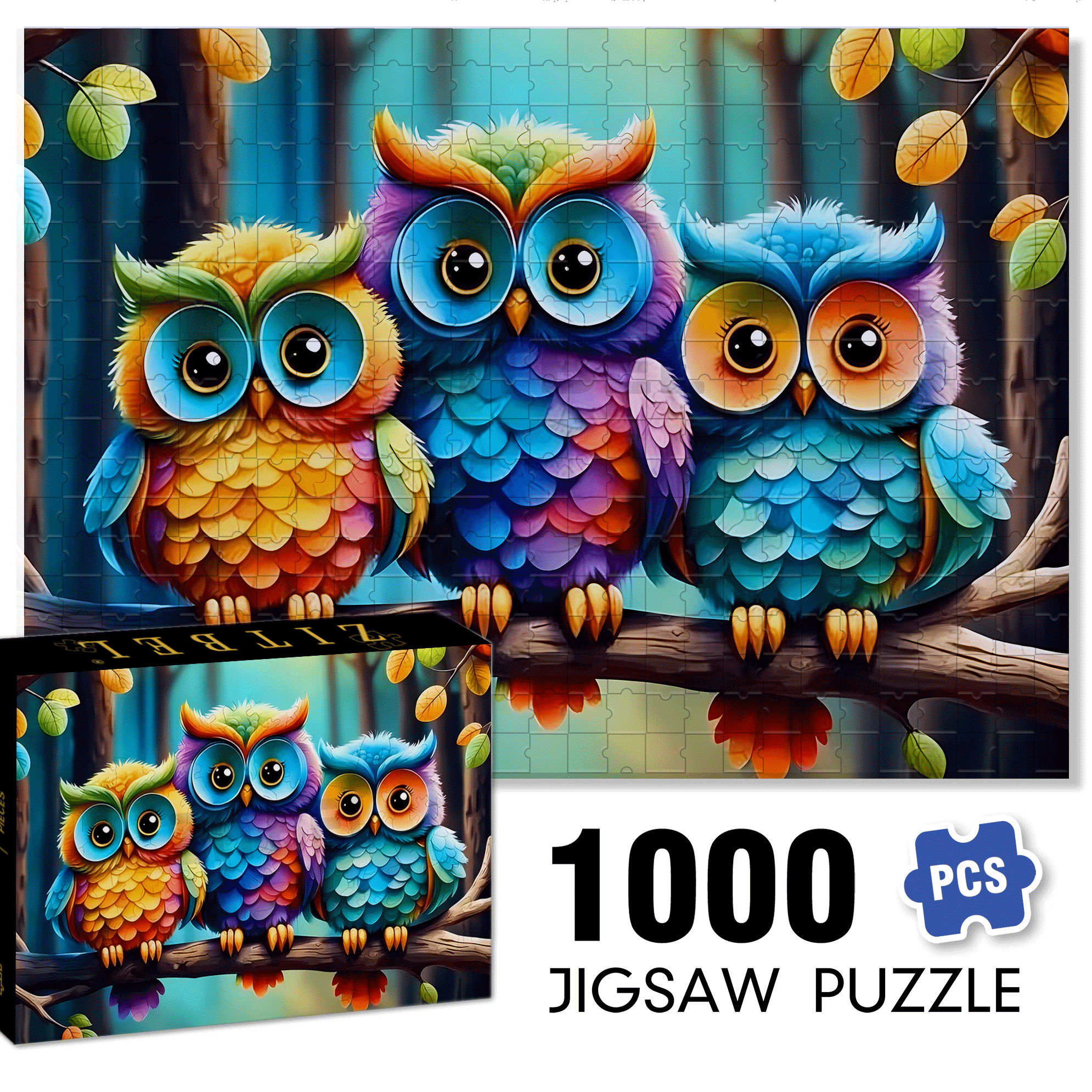 Three Brothers Owl 500pcs/1000pcs Jigsaw Puzzle, Scratch-Resistant, Interactive Family Game & Brain-Boosting DIY Decor, Perfect for Halloween, Christmas & New Year Gifts, Family Puzzle Game