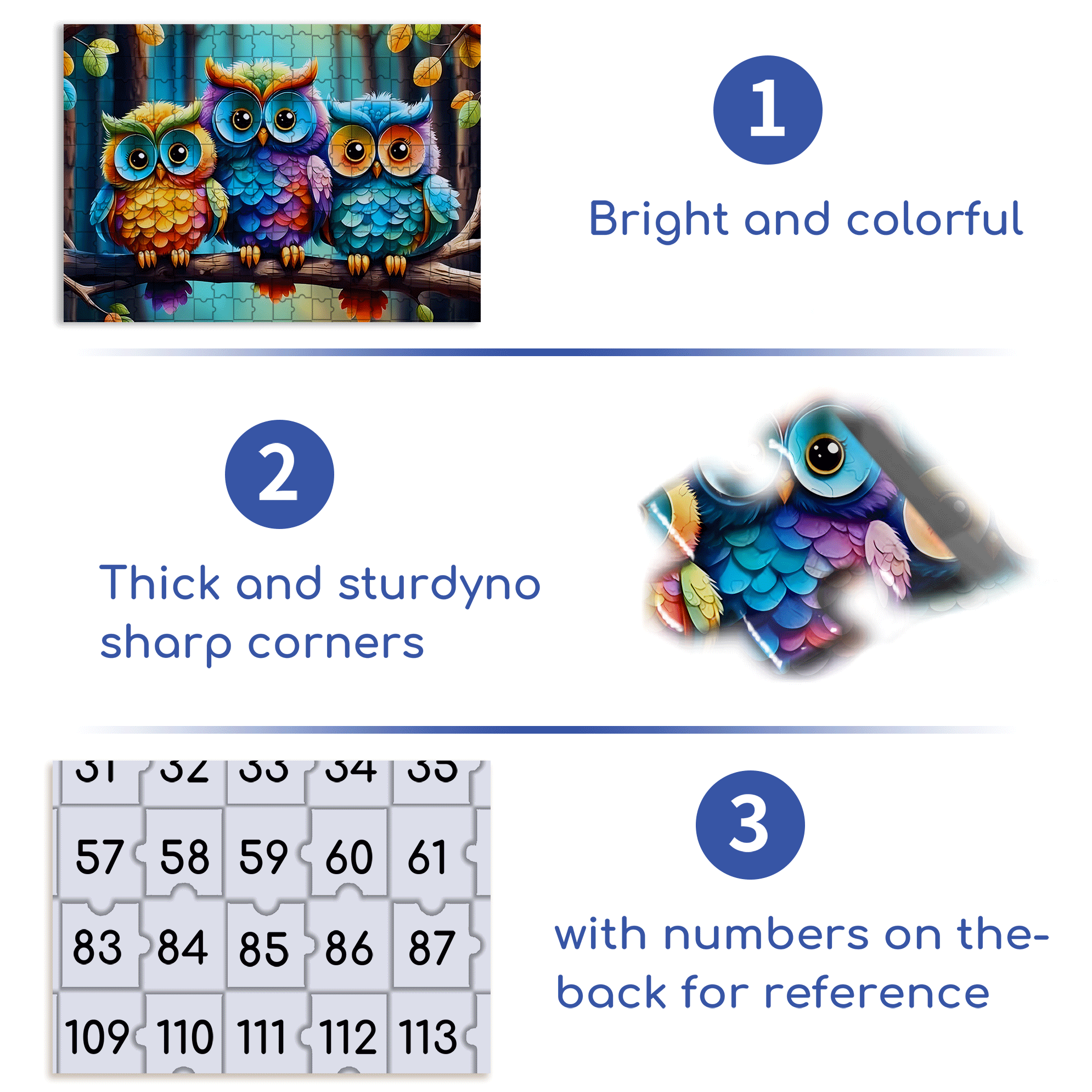 Three Brothers Owl 500pcs/1000pcs Jigsaw Puzzle, Scratch-Resistant, Interactive Family Game & Brain-Boosting DIY Decor, Perfect for Halloween, Christmas & New Year Gifts, Family Puzzle Game