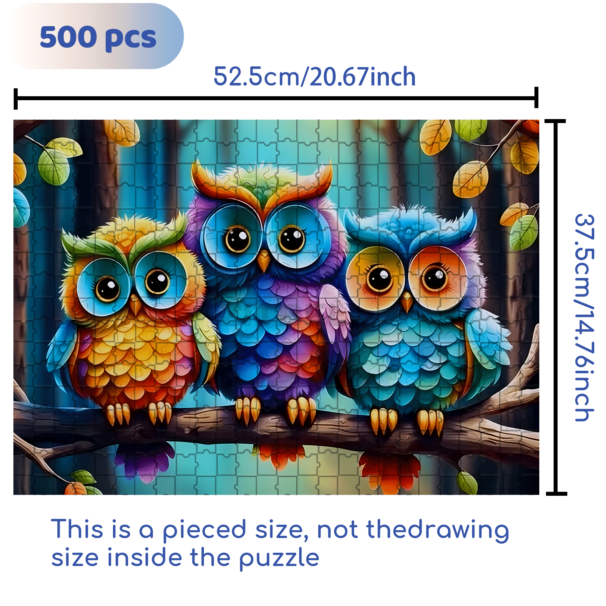 Three Brothers Owl 500pcs/1000pcs Jigsaw Puzzle, Scratch-Resistant, Interactive Family Game & Brain-Boosting DIY Decor, Perfect for Halloween, Christmas & New Year Gifts, Family Puzzle Game