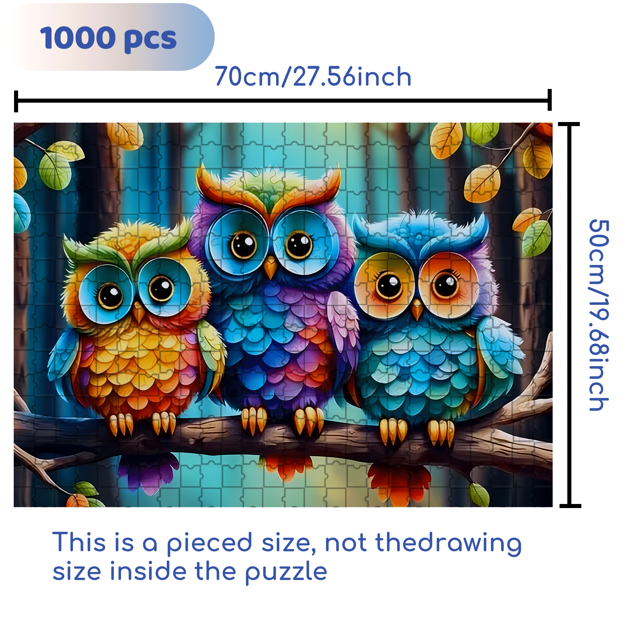 Three Brothers Owl 500pcs/1000pcs Jigsaw Puzzle, Scratch-Resistant, Interactive Family Game & Brain-Boosting DIY Decor, Perfect for Halloween, Christmas & New Year Gifts, Family Puzzle Game
