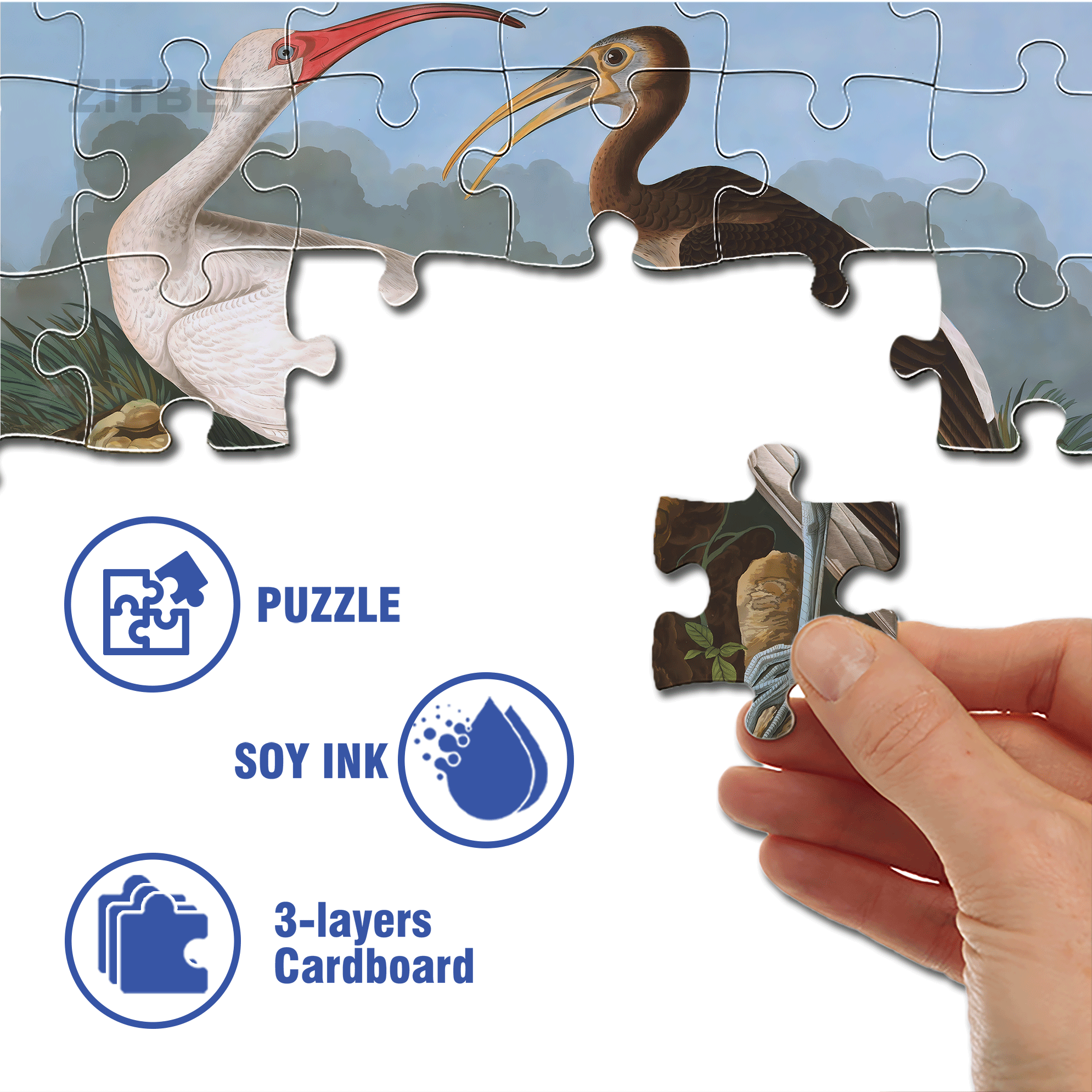 White Ibis 500pcs/1000pcs Jigsaw Puzzle, Scratch-Resistant, Interactive Family Game & Brain-Boosting DIY Decor, Perfect for Halloween, Christmas & New Year Gifts, Family Puzzle Game