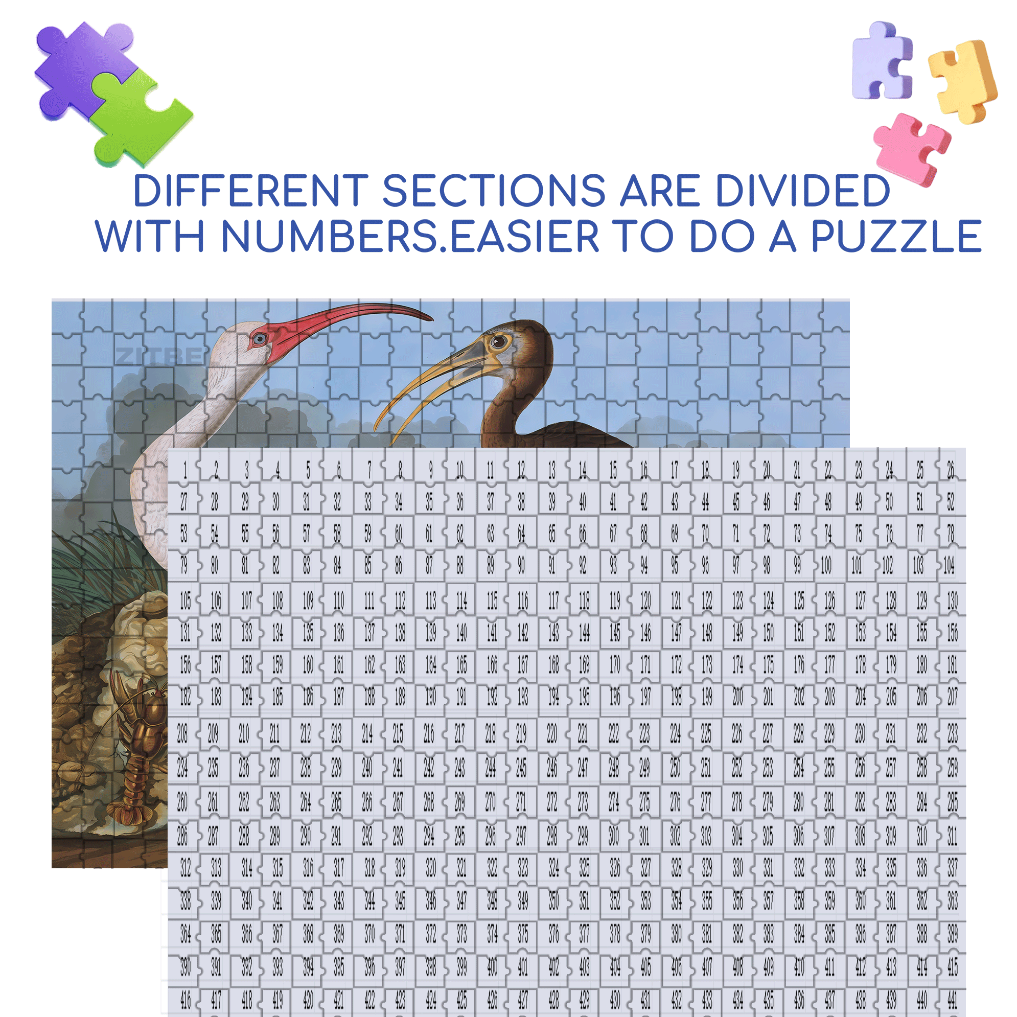 White Ibis 500pcs/1000pcs Jigsaw Puzzle, Scratch-Resistant, Interactive Family Game & Brain-Boosting DIY Decor, Perfect for Halloween, Christmas & New Year Gifts, Family Puzzle Game