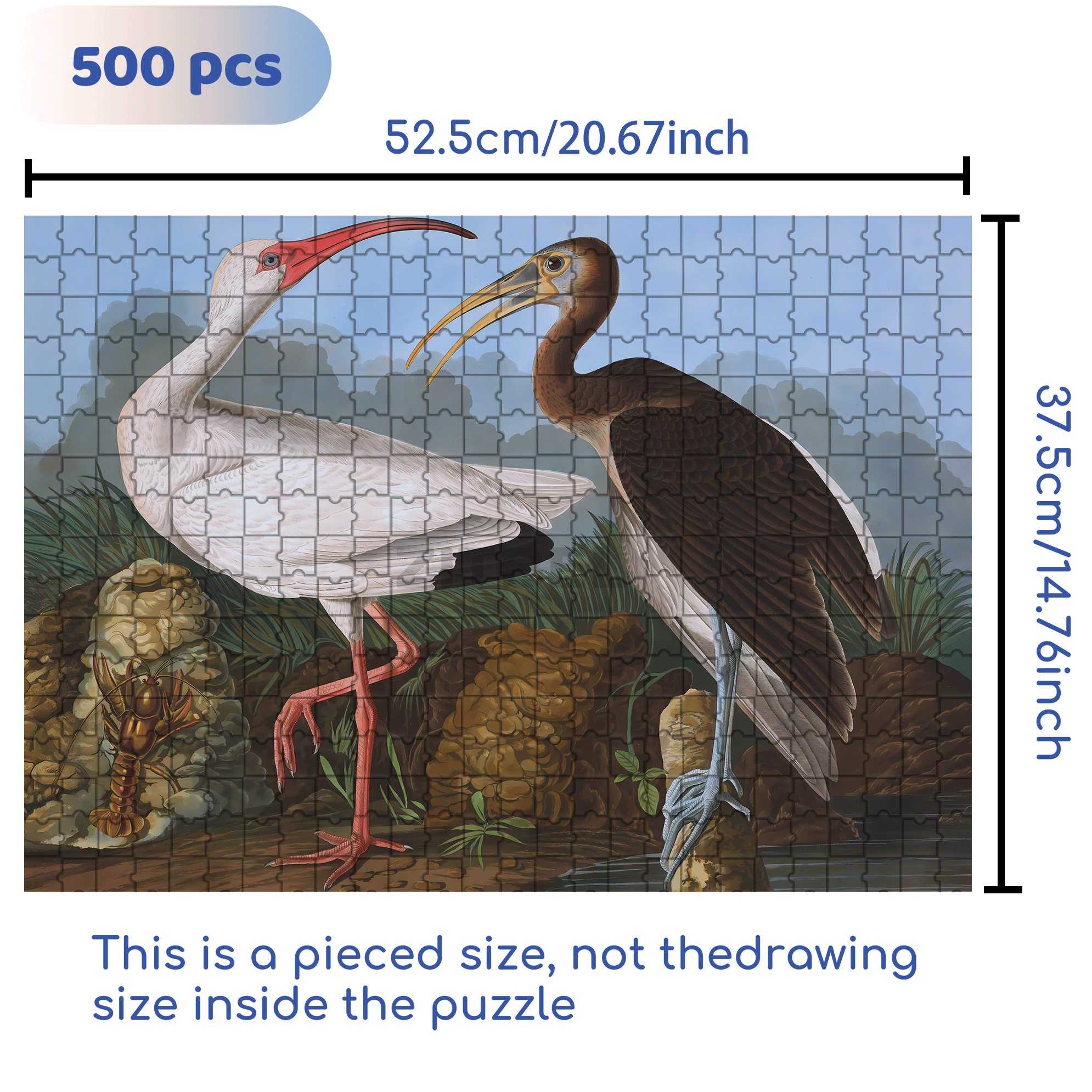 White Ibis 500pcs/1000pcs Jigsaw Puzzle, Scratch-Resistant, Interactive Family Game & Brain-Boosting DIY Decor, Perfect for Halloween, Christmas & New Year Gifts, Family Puzzle Game