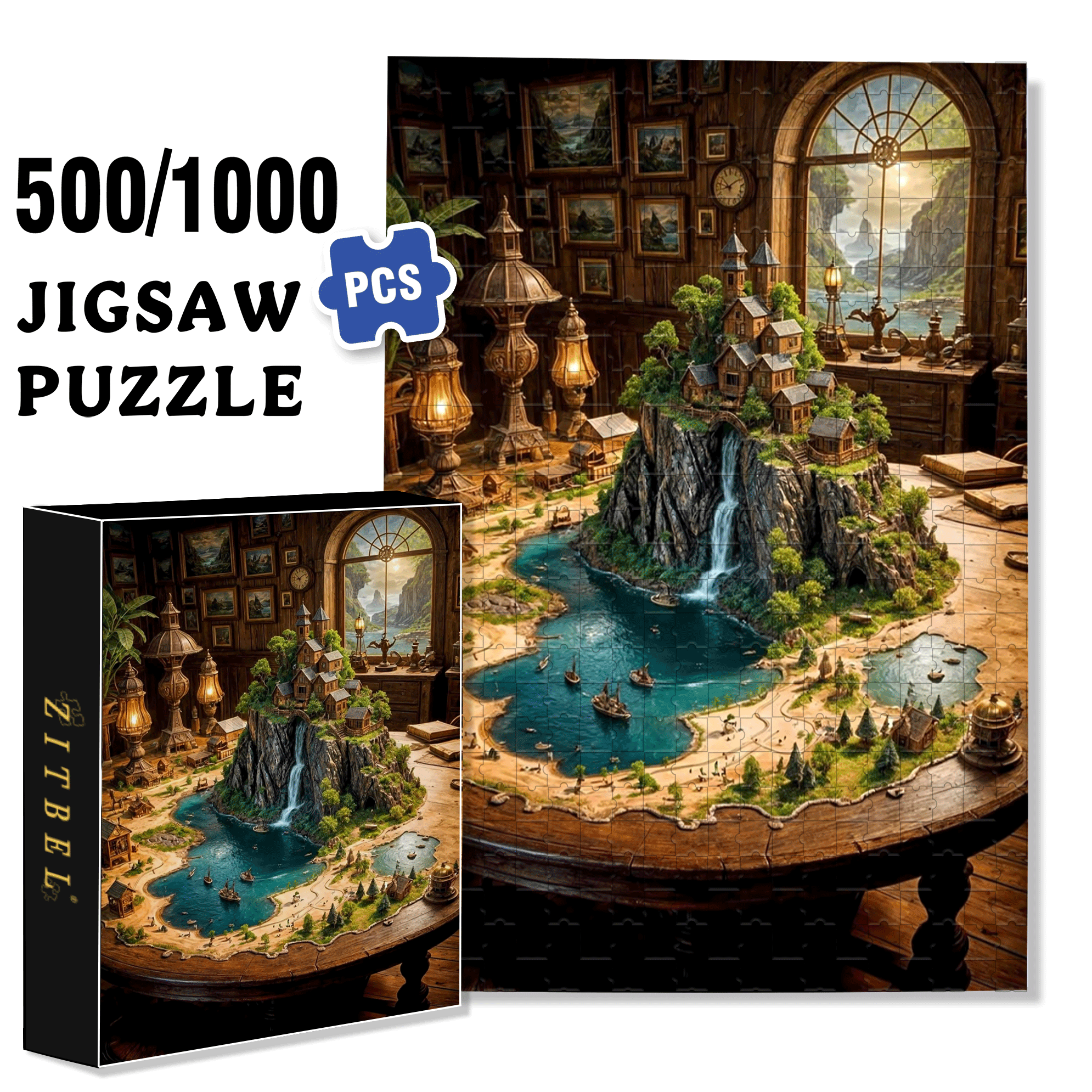 Desktop 500pcs/1000pcs Jigsaw Puzzle, Scratch-Resistant, Interactive Family Game & Brain-Boosting DIY Decor, Perfect for Halloween, Christmas & New Year Gifts, Family Puzzle Game