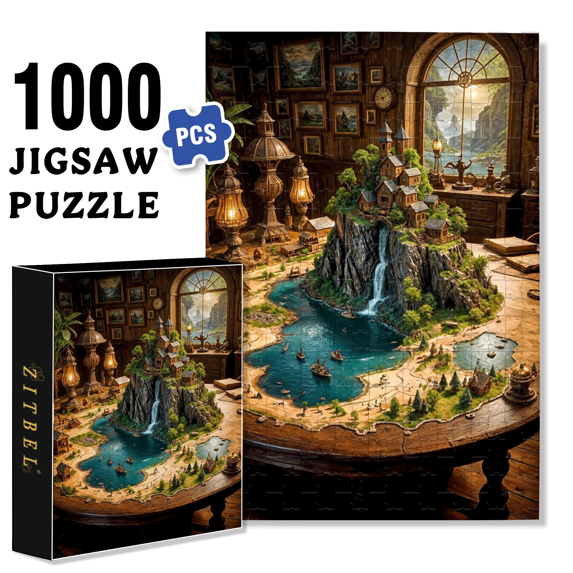 Desktop 500pcs/1000pcs Jigsaw Puzzle, Scratch-Resistant, Interactive Family Game & Brain-Boosting DIY Decor, Perfect for Halloween, Christmas & New Year Gifts, Family Puzzle Game