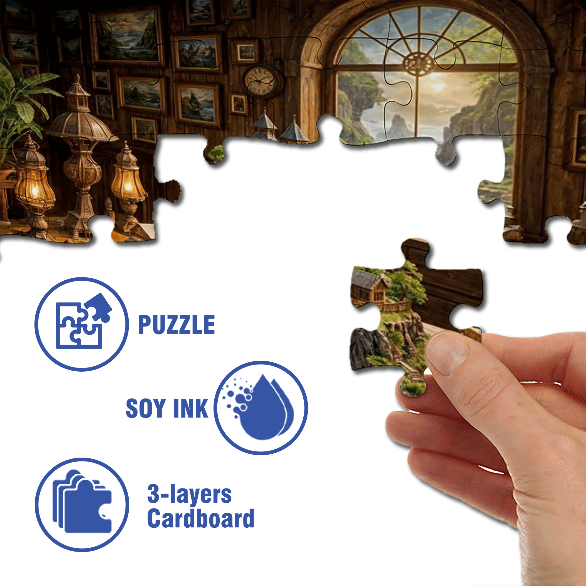 Desktop 500pcs/1000pcs Jigsaw Puzzle, Scratch-Resistant, Interactive Family Game & Brain-Boosting DIY Decor, Perfect for Halloween, Christmas & New Year Gifts, Family Puzzle Game