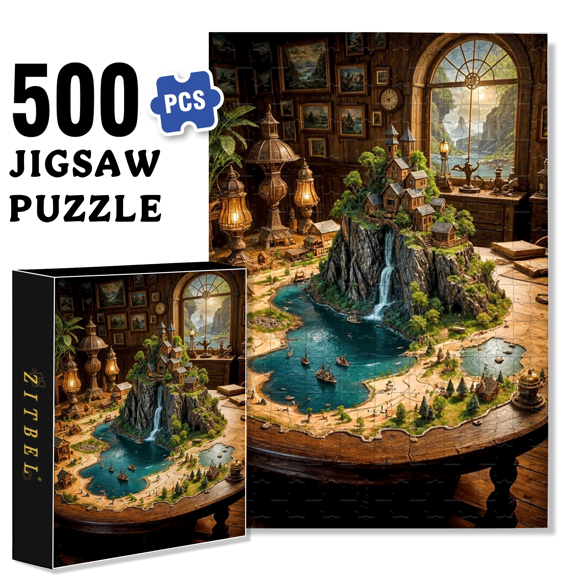 Desktop 500pcs/1000pcs Jigsaw Puzzle, Scratch-Resistant, Interactive Family Game & Brain-Boosting DIY Decor, Perfect for Halloween, Christmas & New Year Gifts, Family Puzzle Game