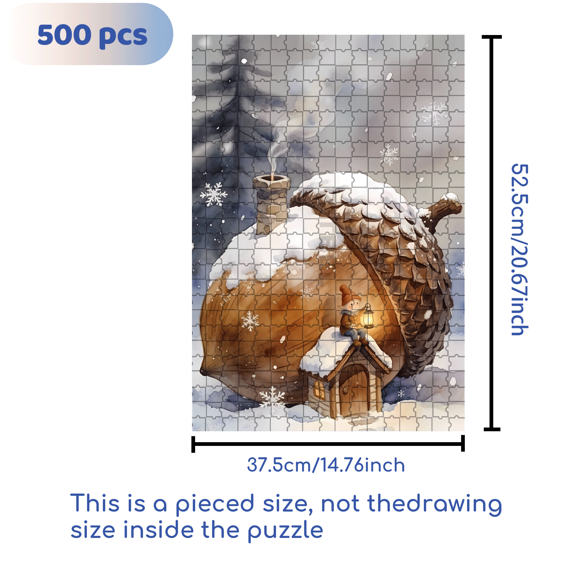Little Pine Cone House 500pcs/1000pcs Jigsaw Puzzle, Scratch-Resistant, Interactive Family Game & Brain-Boosting DIY Decor, Perfect for Halloween, Christmas & New Year Gifts, Family Puzzle Game