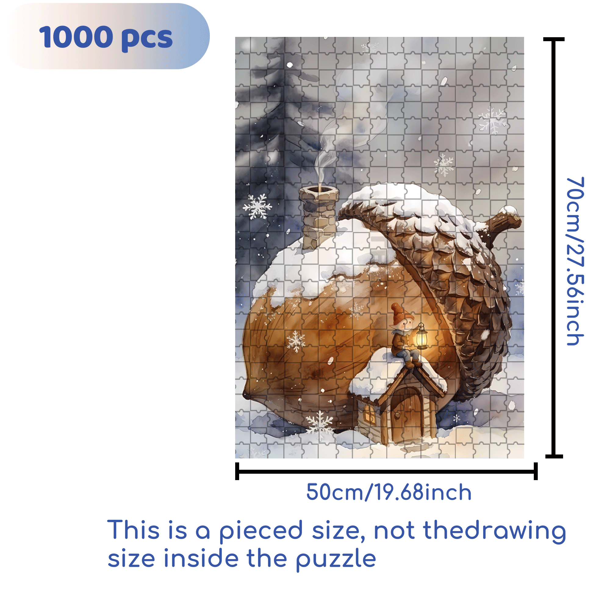 Little Pine Cone House 500pcs/1000pcs Jigsaw Puzzle, Scratch-Resistant, Interactive Family Game & Brain-Boosting DIY Decor, Perfect for Halloween, Christmas & New Year Gifts, Family Puzzle Game