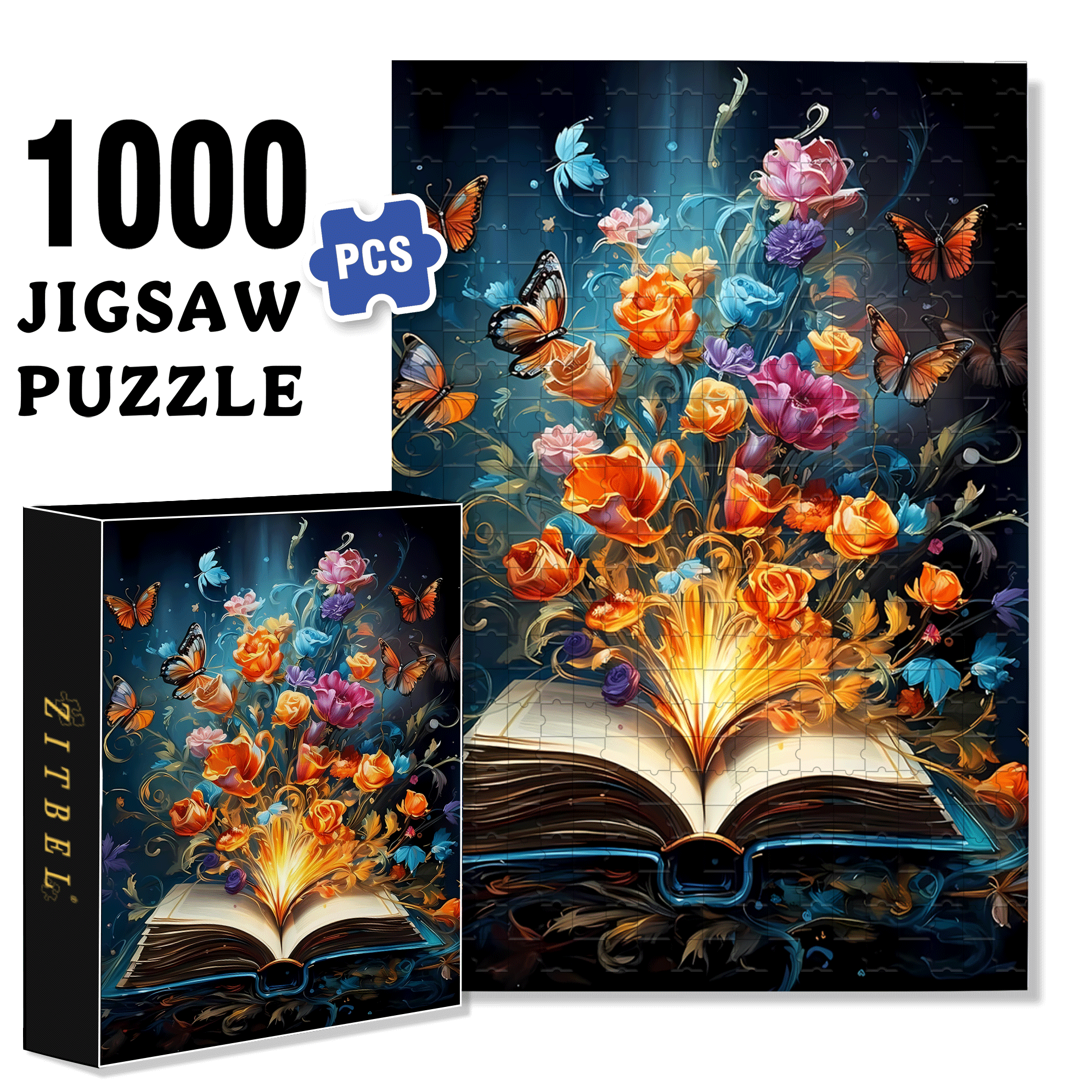 Magic Book 500pcs/1000pcs Jigsaw Puzzle, Scratch-Resistant, Interactive Family Game & Brain-Boosting DIY Decor, Perfect for Halloween, Christmas & New Year Gifts, Family Puzzle Game