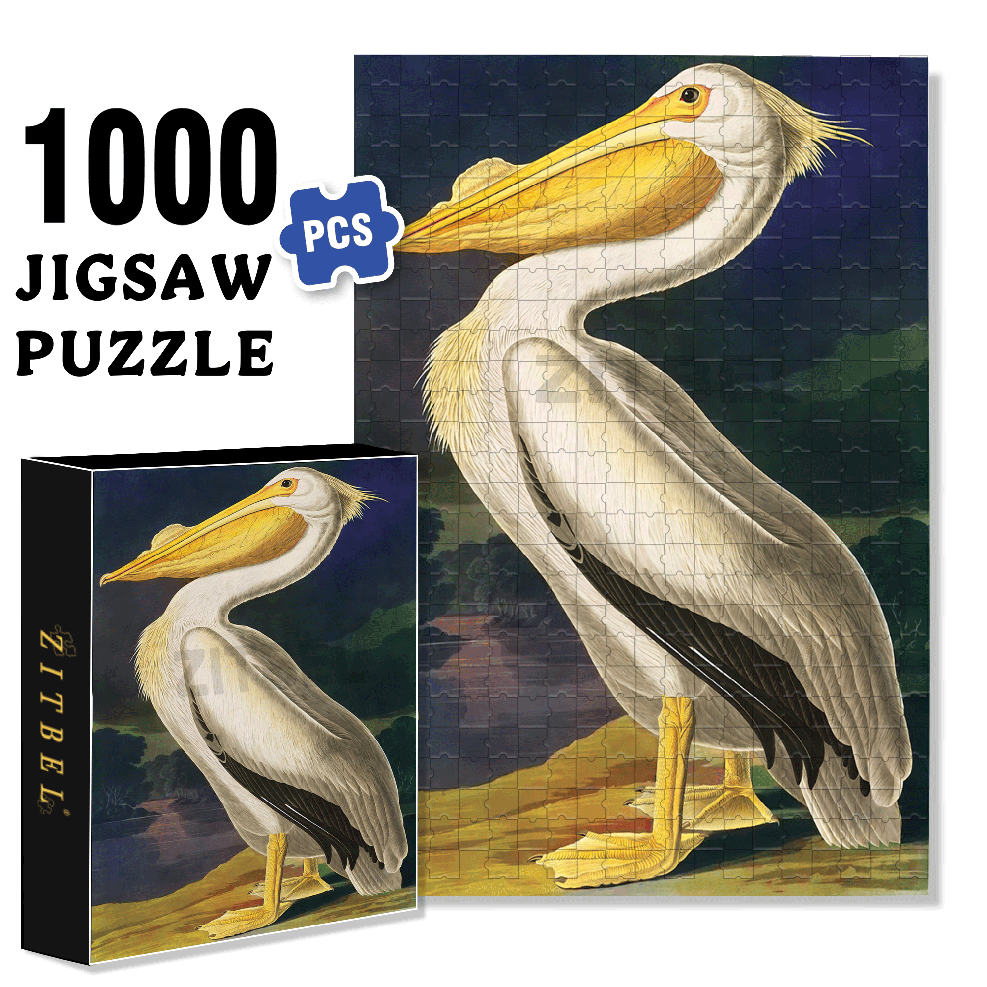 Majestic Pelican 500pcs/1000pcs Jigsaw Puzzle, Scratch-Resistant, Interactive Family Game & Brain-Boosting DIY Decor, Perfect for Halloween, Christmas & New Year Gifts, Family Puzzle Game
