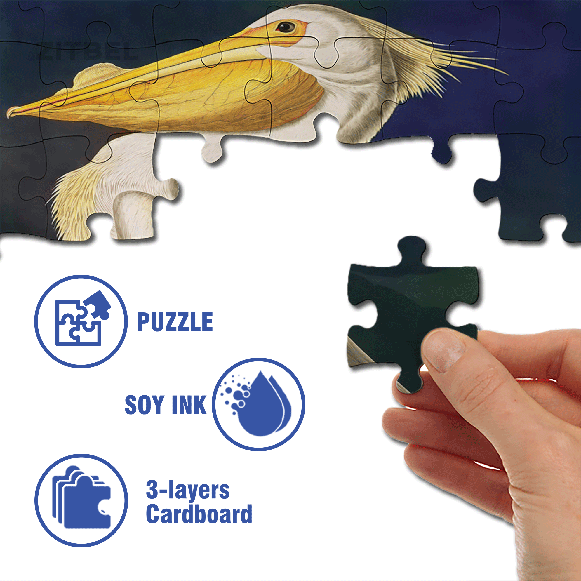 Majestic Pelican 500pcs/1000pcs Jigsaw Puzzle, Scratch-Resistant, Interactive Family Game & Brain-Boosting DIY Decor, Perfect for Halloween, Christmas & New Year Gifts, Family Puzzle Game