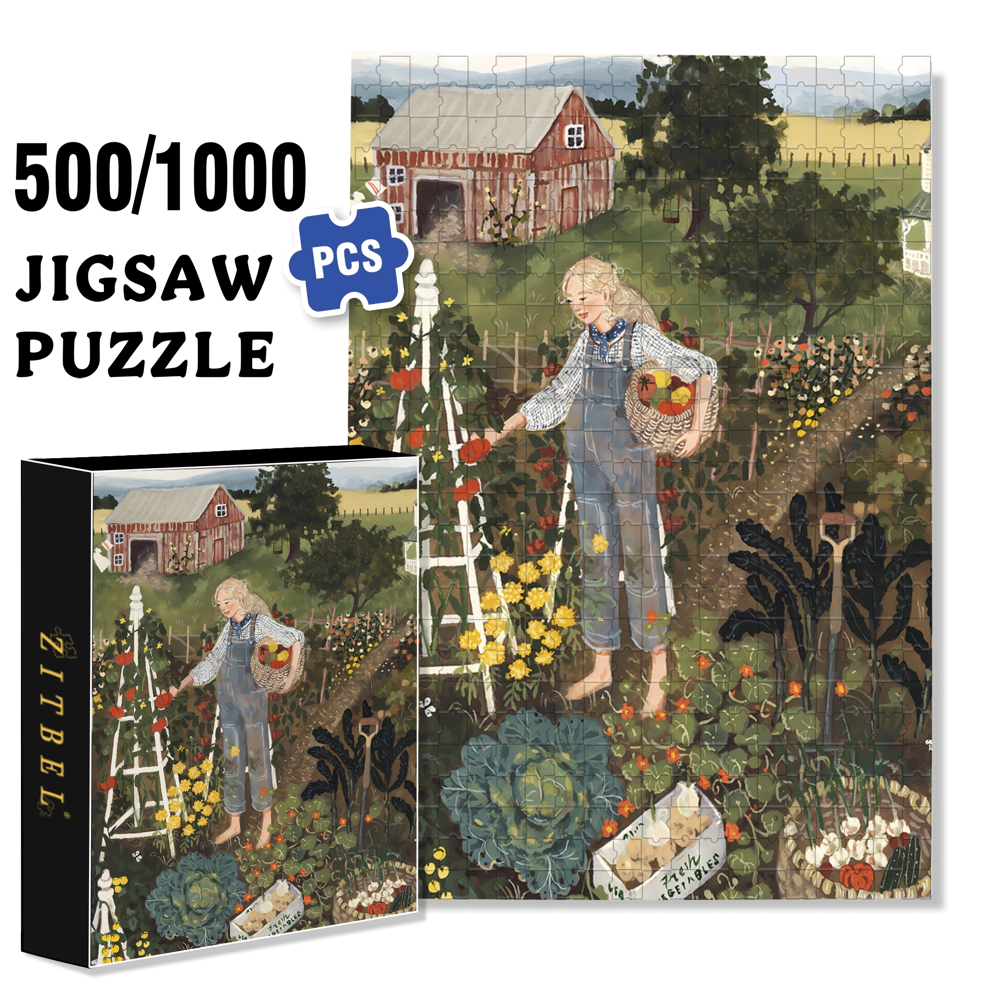 Market Gardner 500pcs/1000pcs Jigsaw Puzzle, Scratch-Resistant, Interactive Family Game & Brain-Boosting DIY Decor, Perfect for Halloween, Christmas & New Year Gifts, Family Puzzle Game