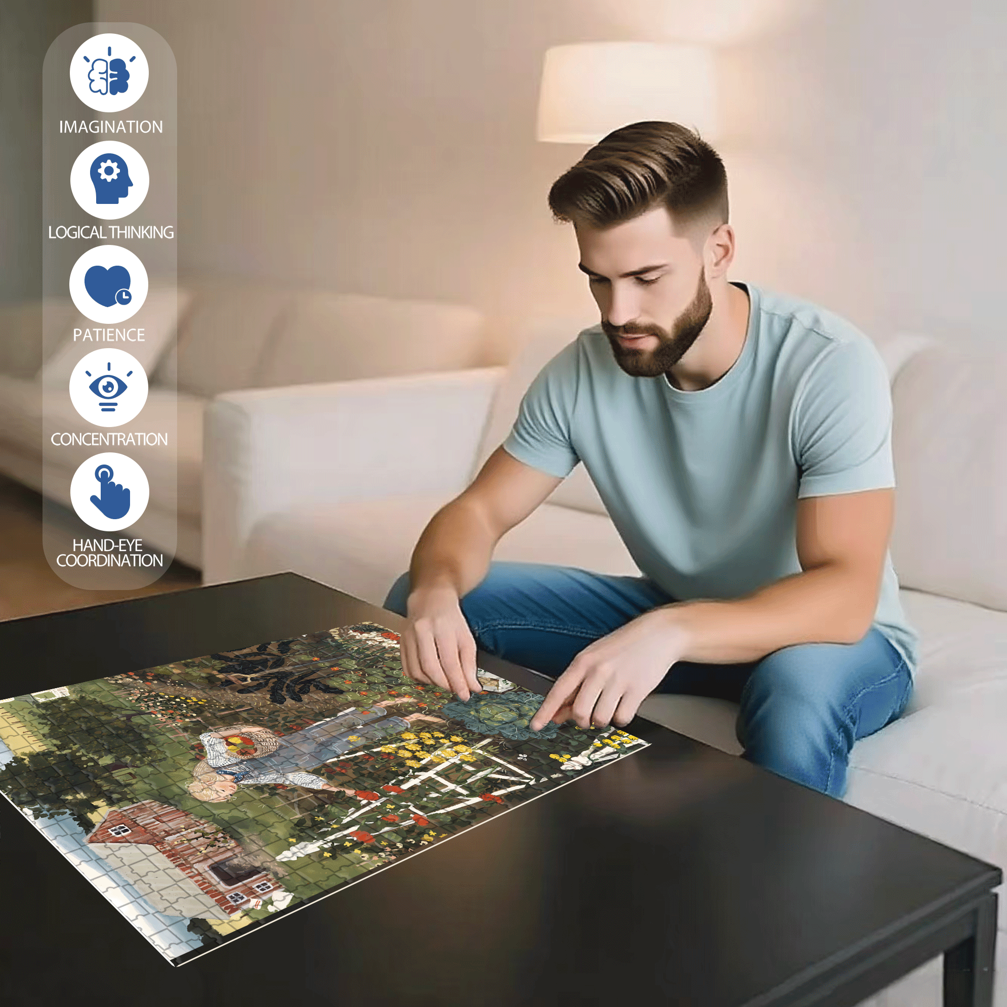 Market Gardner 500pcs/1000pcs Jigsaw Puzzle, Scratch-Resistant, Interactive Family Game & Brain-Boosting DIY Decor, Perfect for Halloween, Christmas & New Year Gifts, Family Puzzle Game