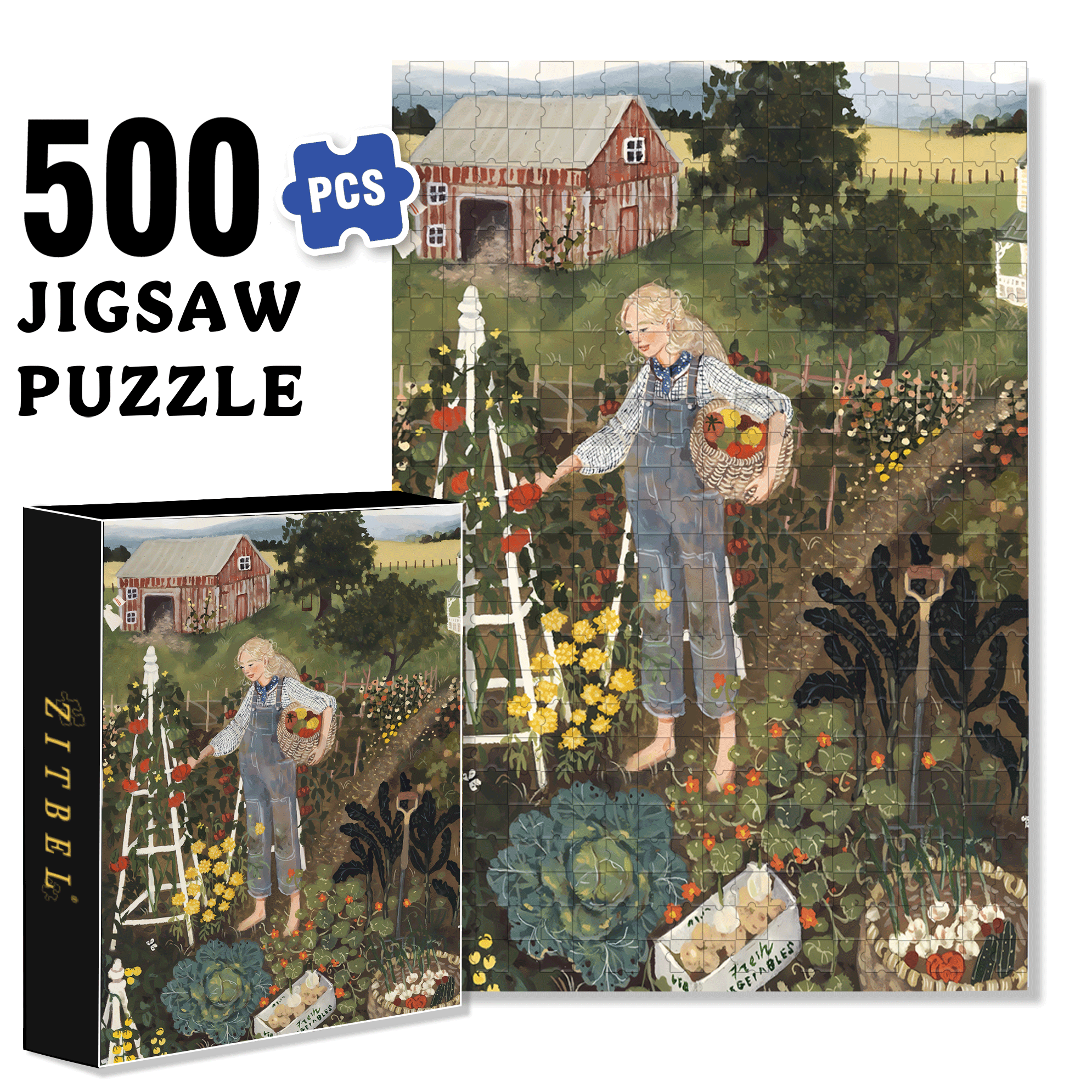 Market Gardner 500pcs/1000pcs Jigsaw Puzzle, Scratch-Resistant, Interactive Family Game & Brain-Boosting DIY Decor, Perfect for Halloween, Christmas & New Year Gifts, Family Puzzle Game
