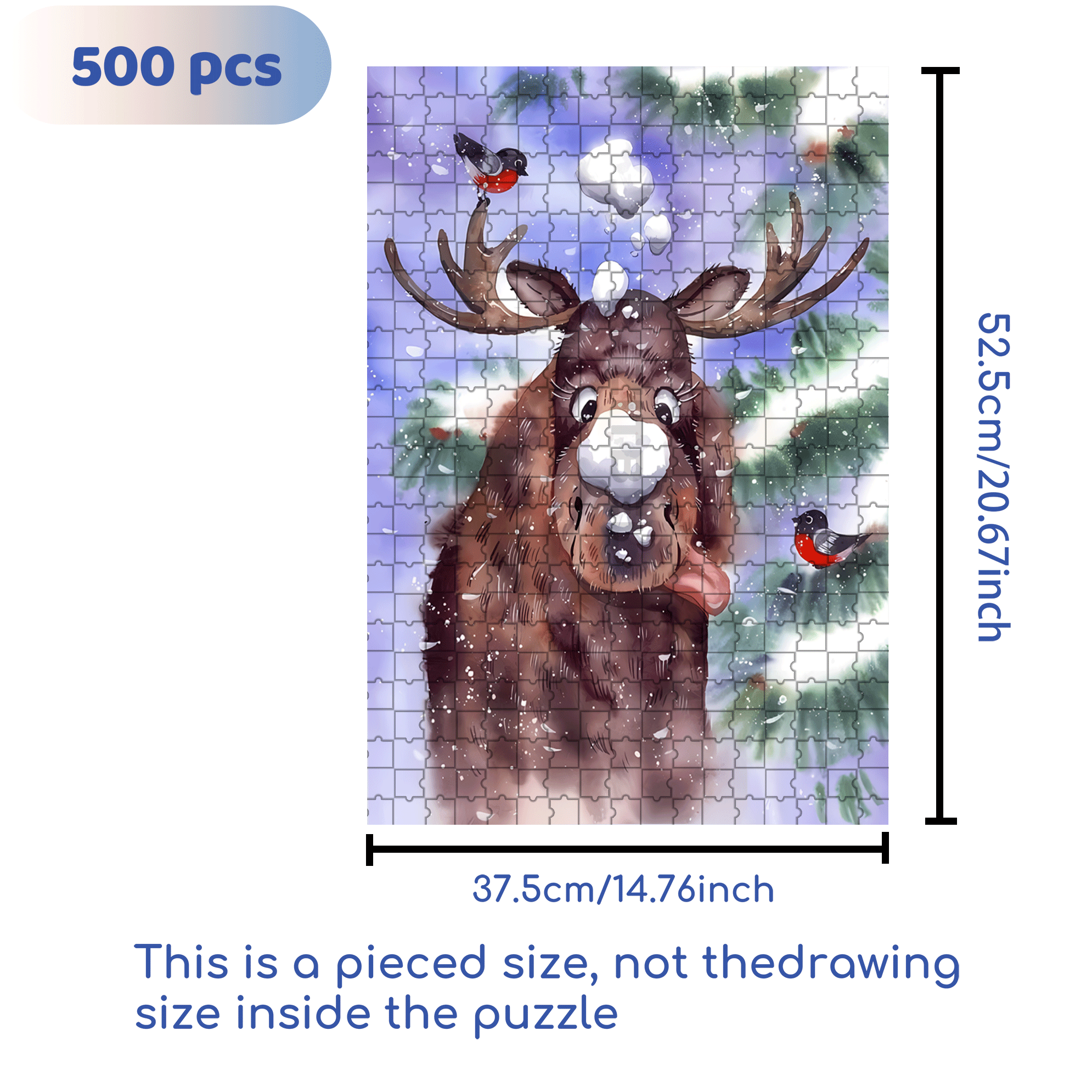 Mischievous Reindeer 500pcs/1000pcs Jigsaw Puzzle, Scratch-Resistant, Interactive Family Game & Brain-Boosting DIY Decor, Perfect for Halloween, Christmas & New Year Gifts, Family Puzzle Game