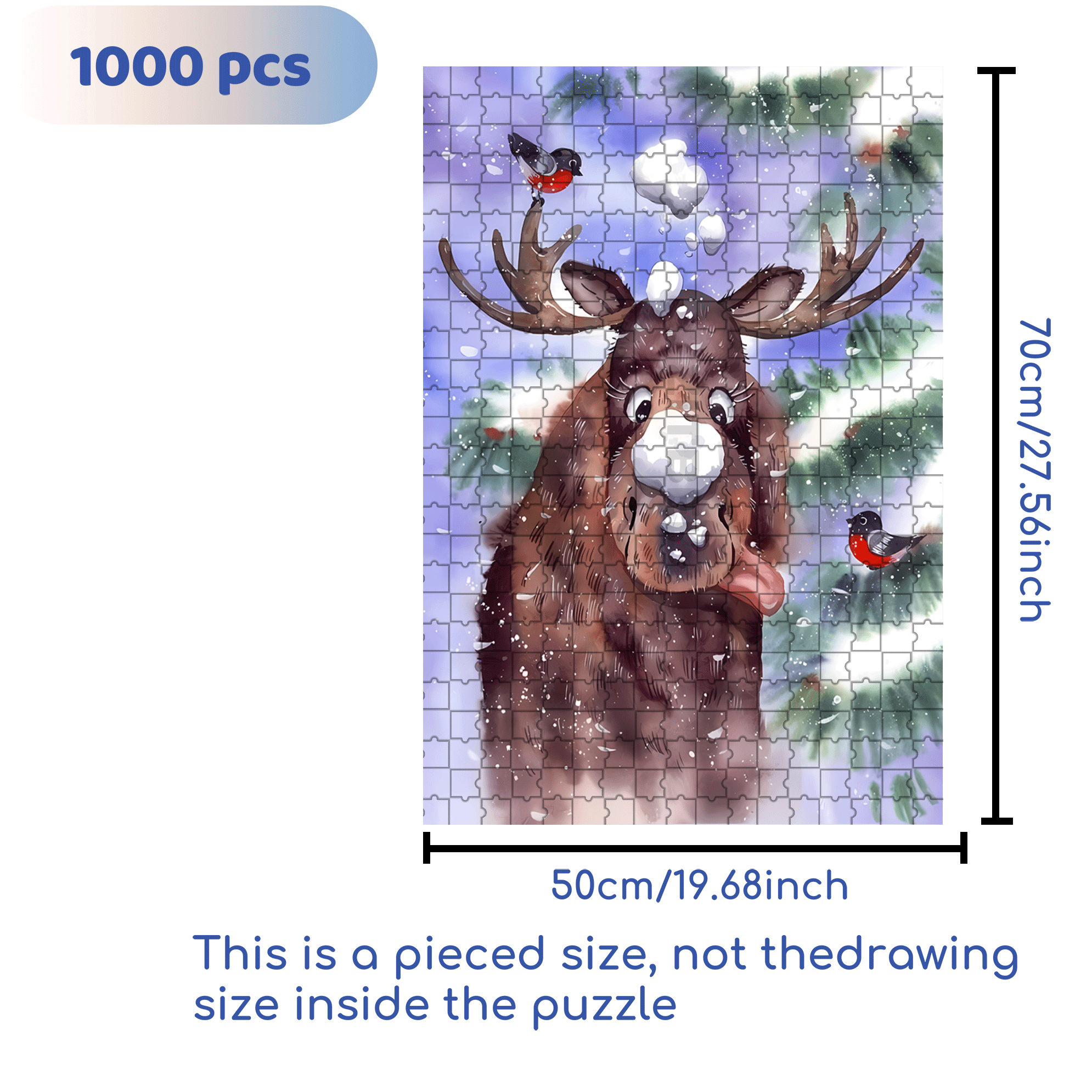 Mischievous Reindeer 500pcs/1000pcs Jigsaw Puzzle, Scratch-Resistant, Interactive Family Game & Brain-Boosting DIY Decor, Perfect for Halloween, Christmas & New Year Gifts, Family Puzzle Game