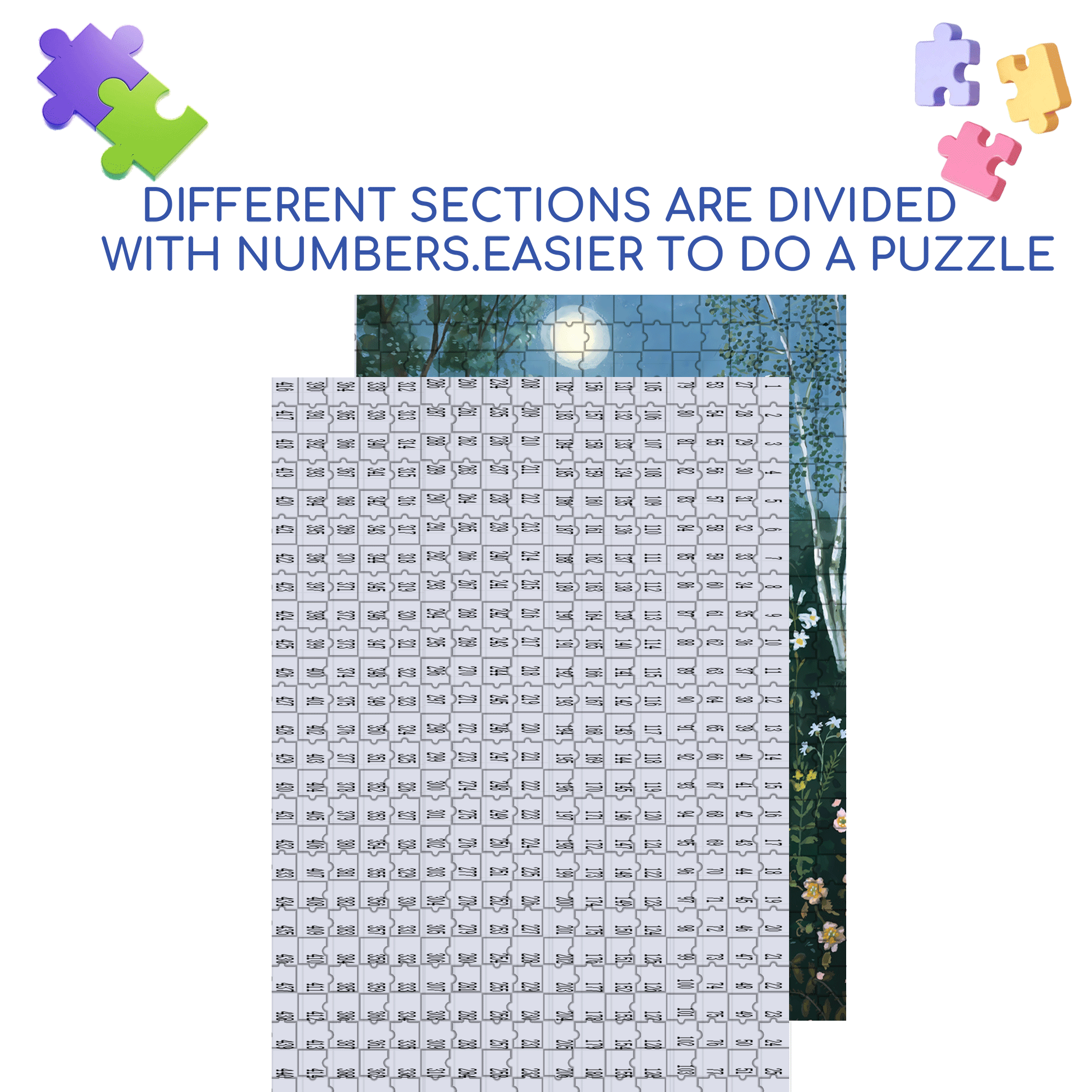 Moon Garden 500pcs/1000pcs Jigsaw Puzzle, Scratch-Resistant, Interactive Family Game & Brain-Boosting DIY Decor, Perfect for Halloween, Christmas & New Year Gifts, Family Puzzle Game