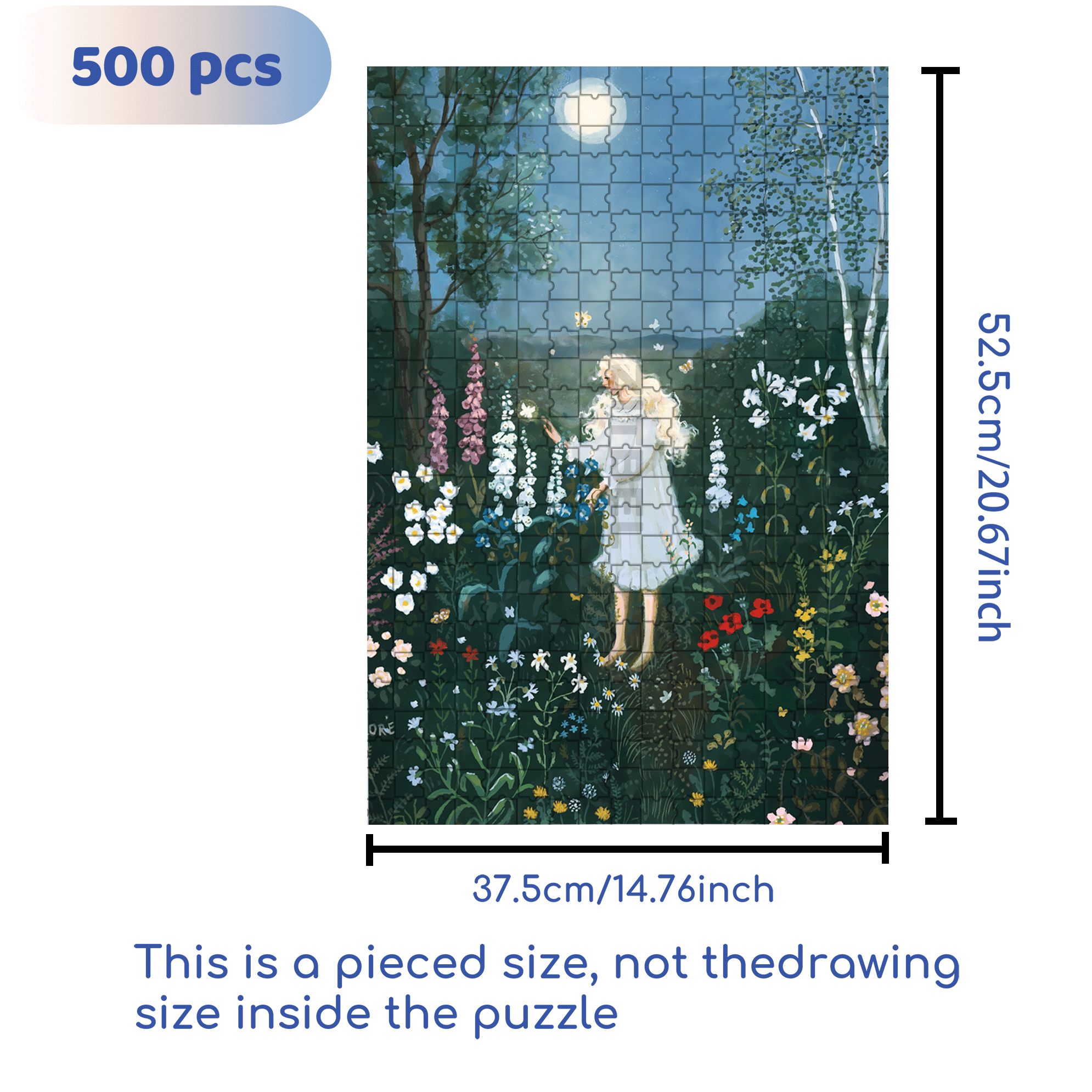 Moon Garden 500pcs/1000pcs Jigsaw Puzzle, Scratch-Resistant, Interactive Family Game & Brain-Boosting DIY Decor, Perfect for Halloween, Christmas & New Year Gifts, Family Puzzle Game