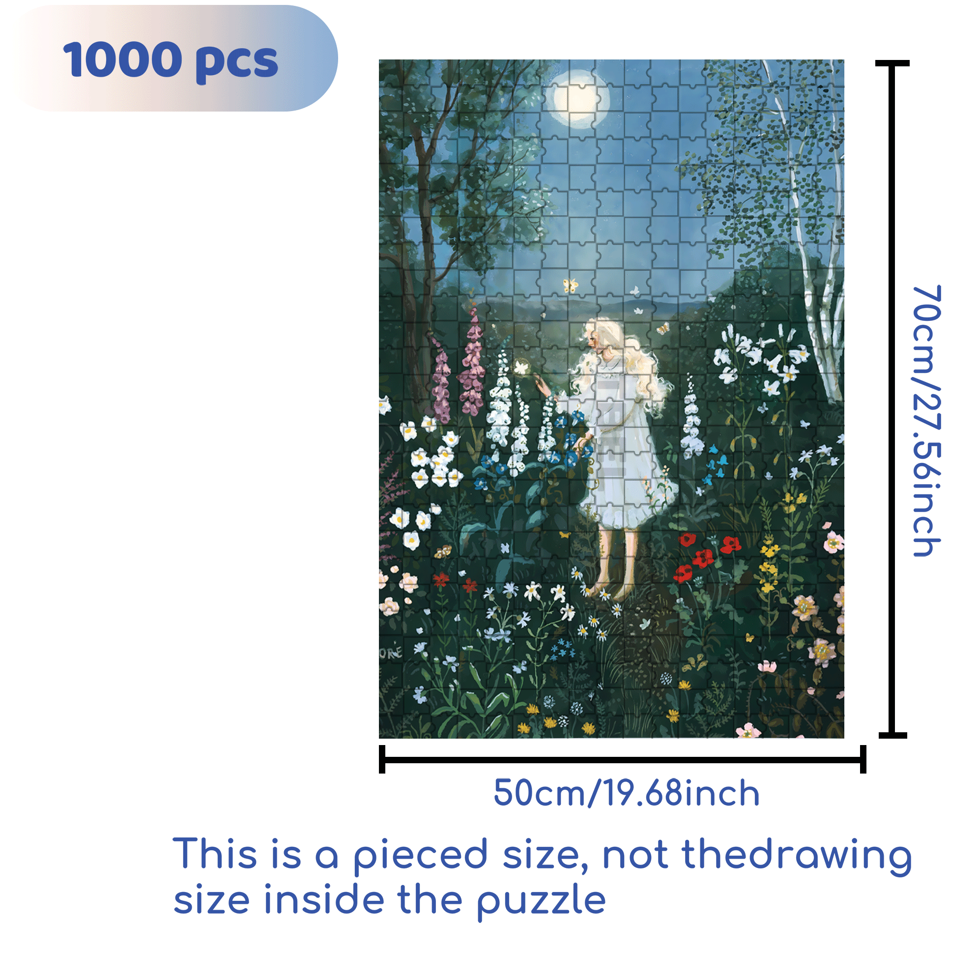Moon Garden 500pcs/1000pcs Jigsaw Puzzle, Scratch-Resistant, Interactive Family Game & Brain-Boosting DIY Decor, Perfect for Halloween, Christmas & New Year Gifts, Family Puzzle Game