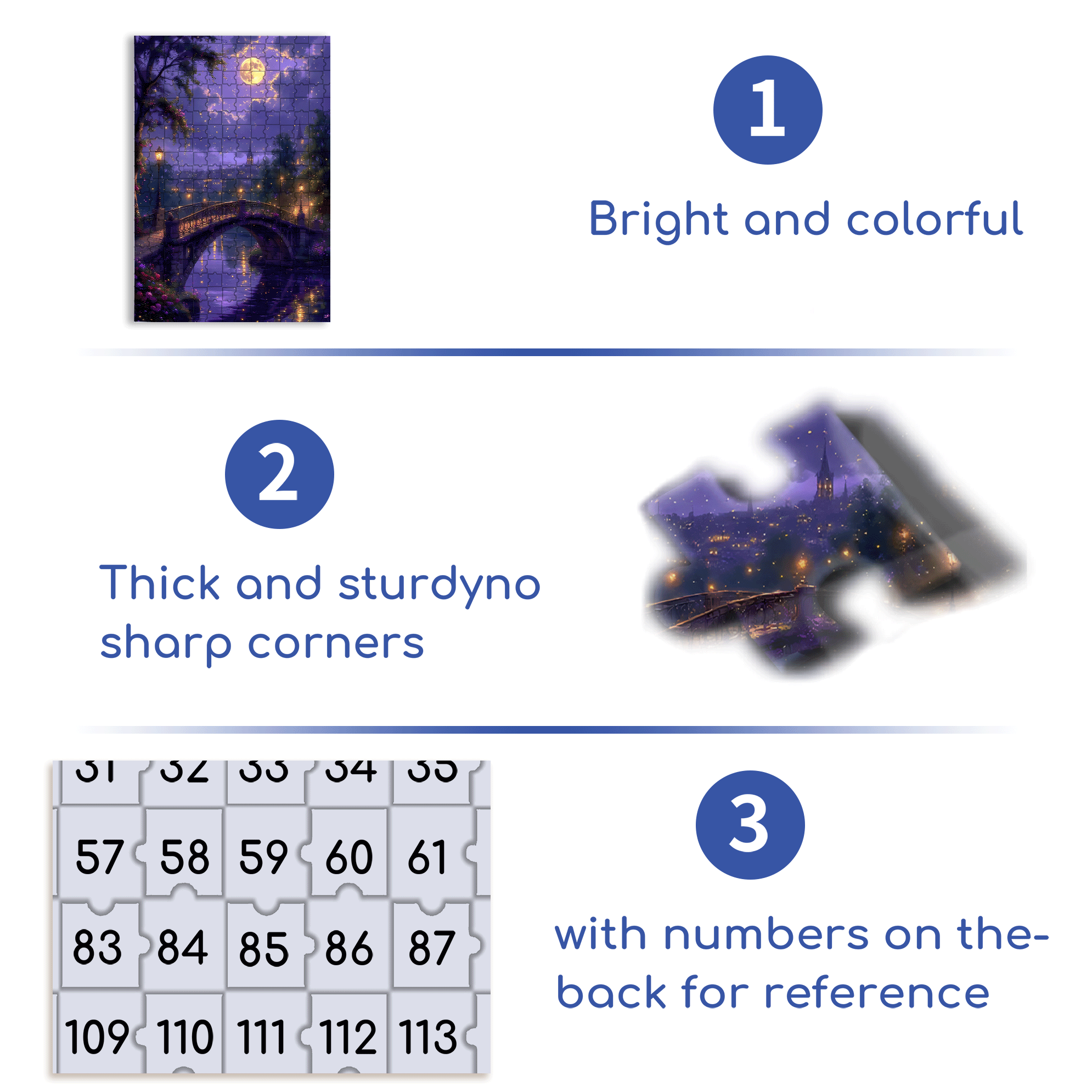 Moonlit Bridge and Fireflies 500pcs/1000pcs Jigsaw Puzzle, Scratch-Resistant, Interactive Family Game & Brain-Boosting DIY Decor, Perfect for Halloween, Christmas & New Year Gifts, Family Puzzle Game
