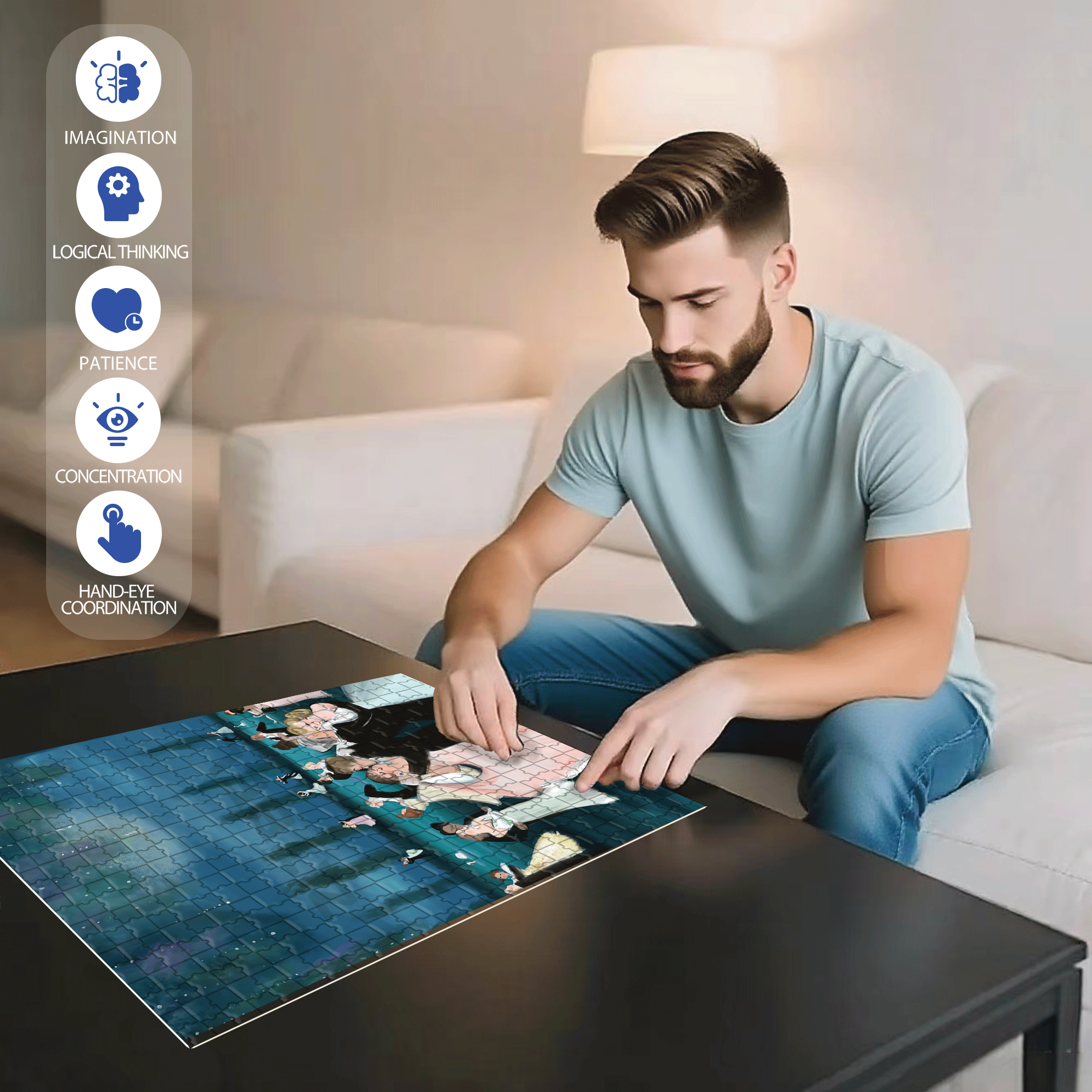 Moonlit Dance 500pcs/1000pcs Jigsaw Puzzle, Scratch-Resistant, Interactive Family Game & Brain-Boosting DIY Decor, Perfect for Halloween, Christmas & New Year Gifts, Family Puzzle Game