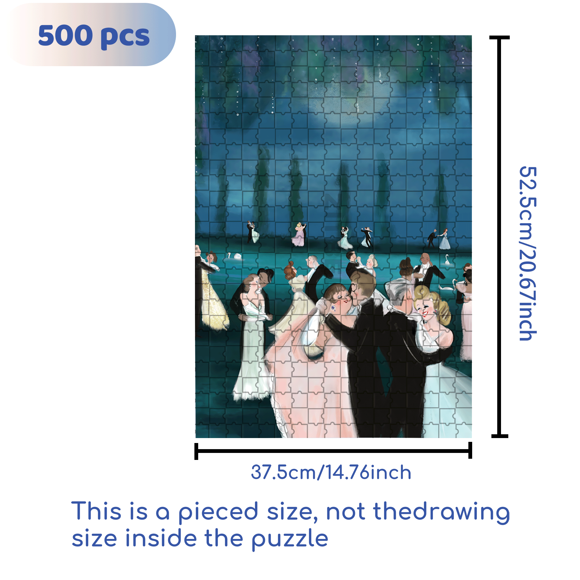 Moonlit Dance 500pcs/1000pcs Jigsaw Puzzle, Scratch-Resistant, Interactive Family Game & Brain-Boosting DIY Decor, Perfect for Halloween, Christmas & New Year Gifts, Family Puzzle Game