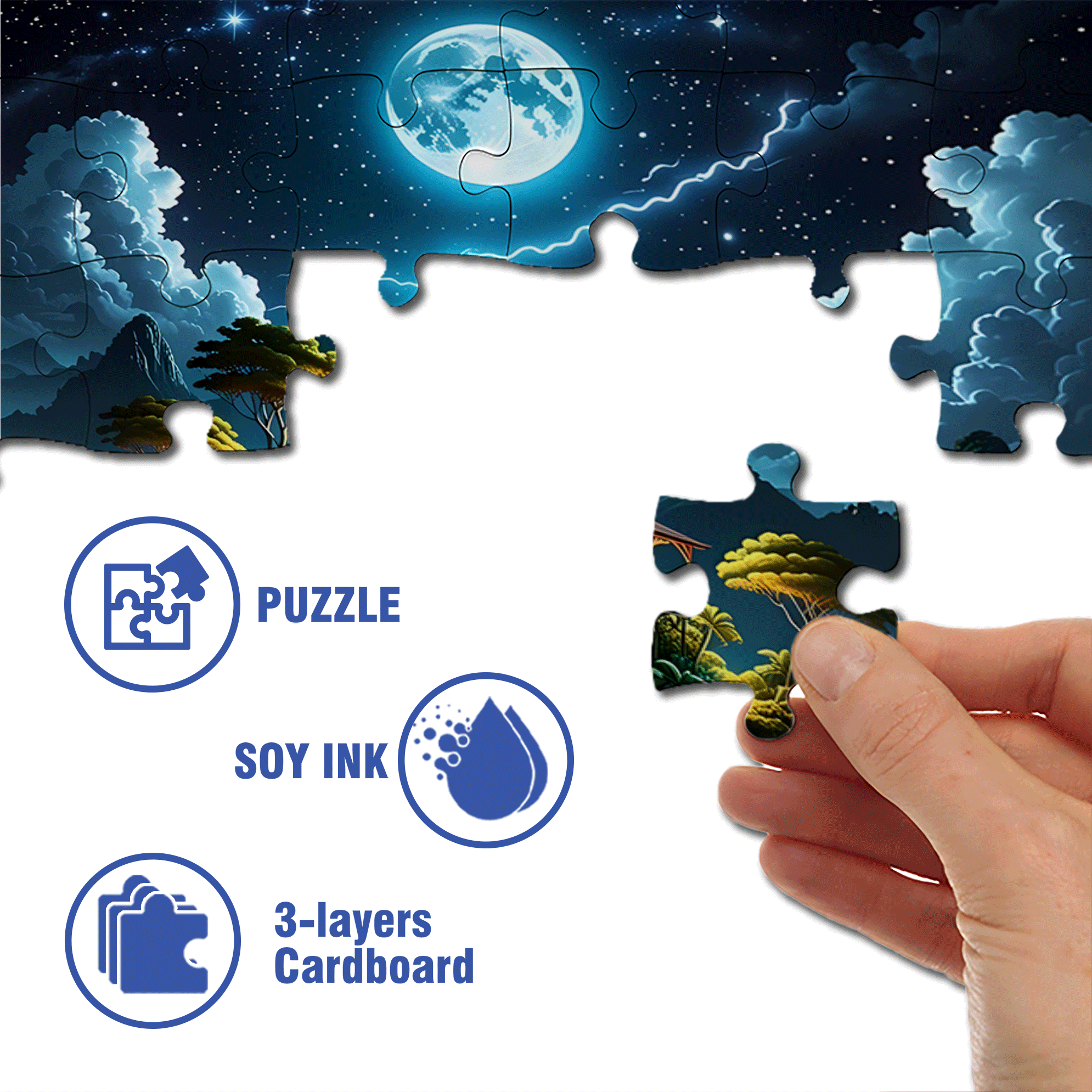 Moonlit Island 500pcs/1000pcs Jigsaw Puzzle, Scratch-Resistant, Interactive Family Game & Brain-Boosting DIY Decor, Perfect for Halloween, Christmas & New Year Gifts, Family Puzzle Game